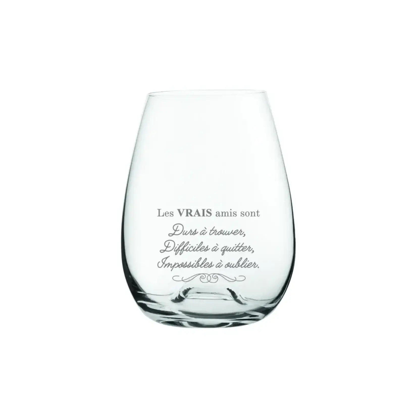 La Maison du Bar Verre gravé 16 oz - Les vrais amis - Vin sans pied