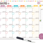 Minimo Calendrier mensuel familial - Notre mois ensemble (tableau + crayon) HORIZONTAL