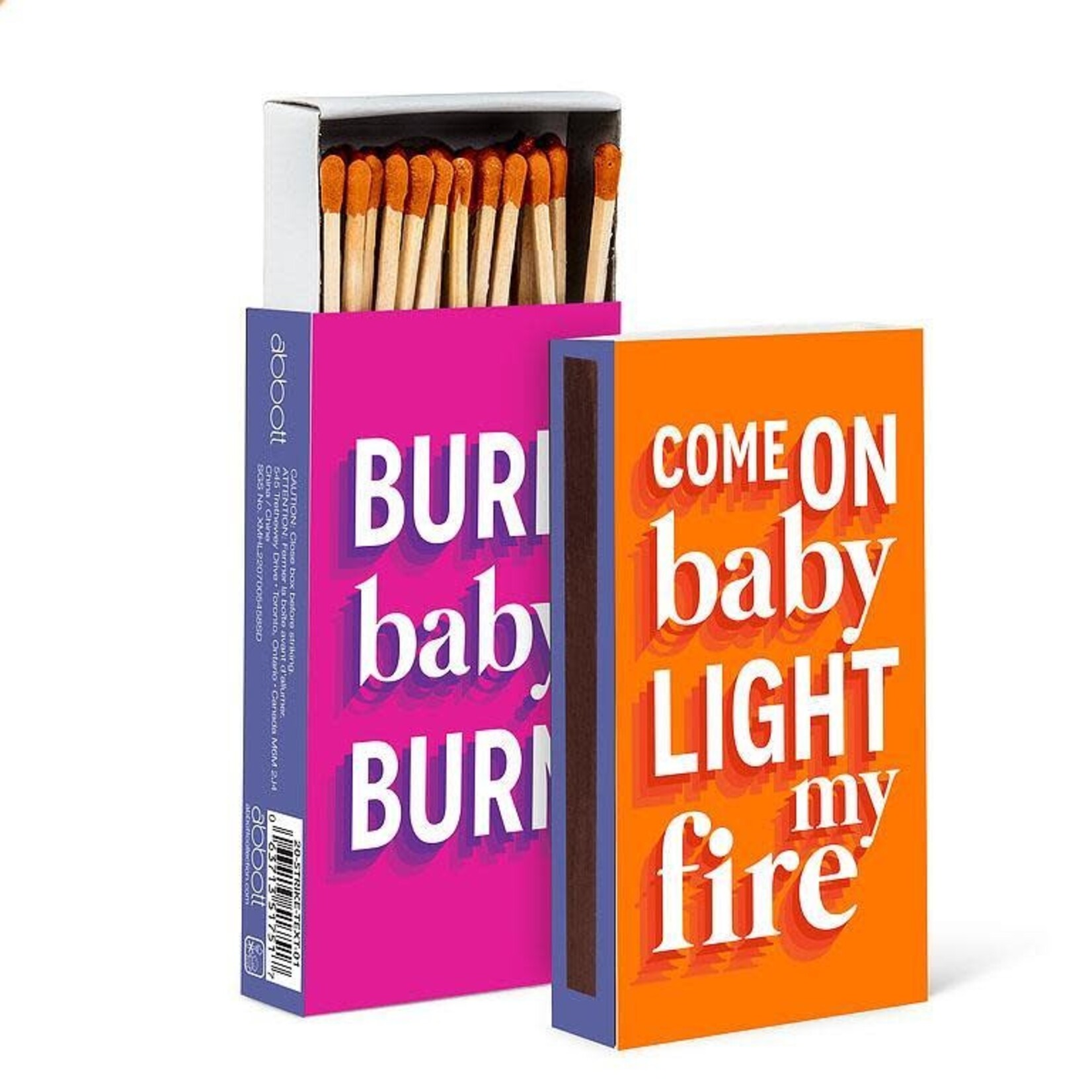Abbott Boîte de 45 allumettes - « Burn Baby Burn »