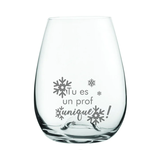 La Maison du Bar Verre gravé 16 oz - Tu es un prof unique - Vin sans pied
