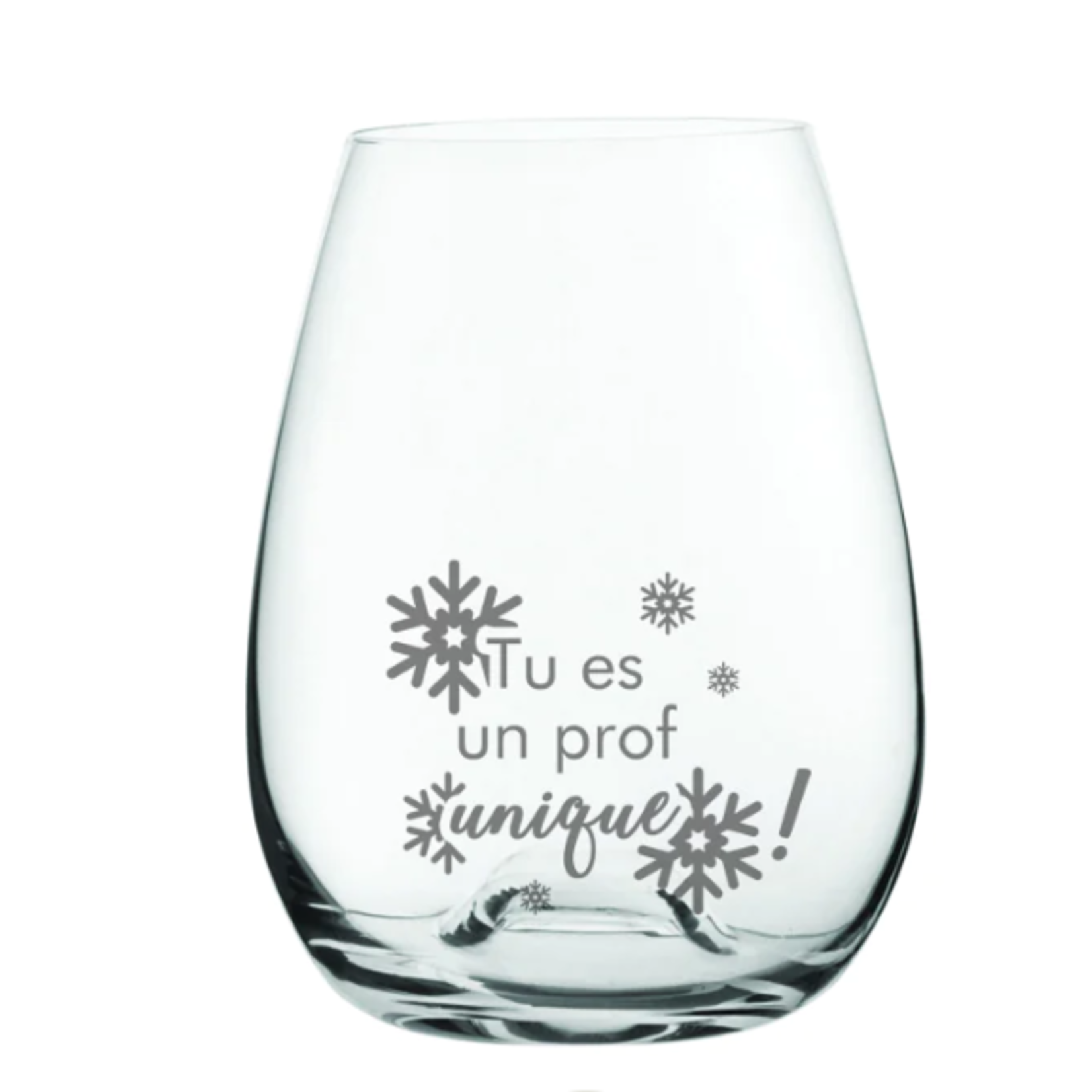La Maison du Bar Verre gravé 16 oz - Tu es un prof unique - Vin sans pied