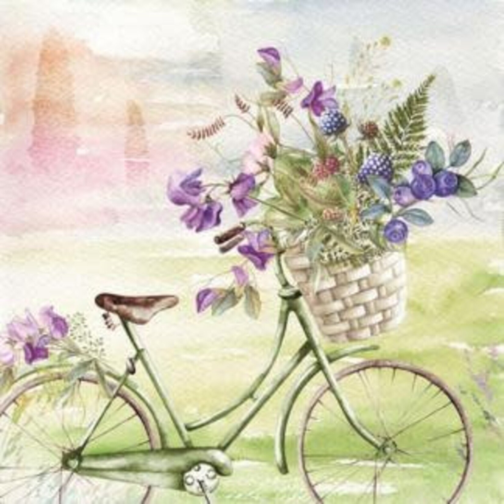 Attitude Import Serviettes de table - Bicyclette avec fleurs