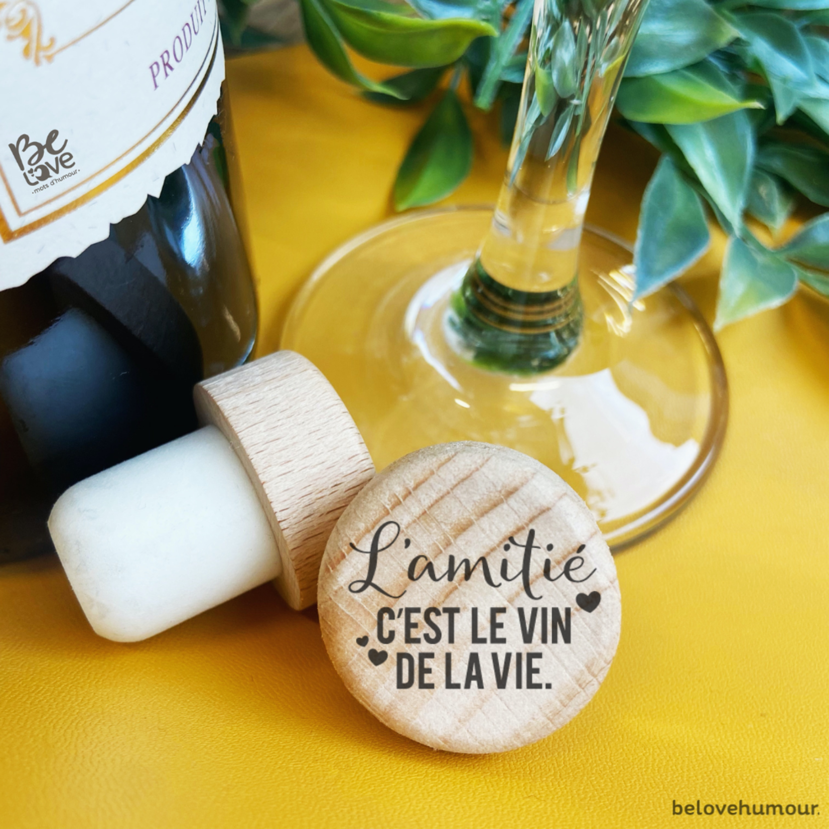 Be love Bouchon pour bouteille de vin - l'amitié c'est le vin de la vie