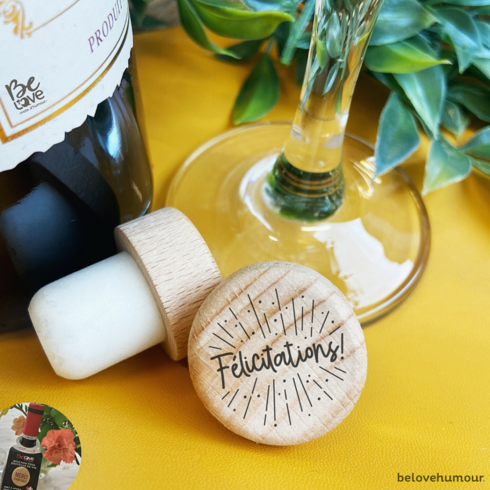 Be love Bouchon pour bouteille de vin - Félicitations