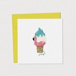 Mimosa Petite carte de souhaits - Flamant glacé