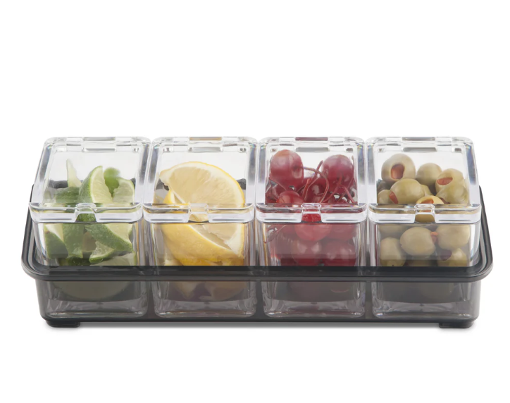 Plateau à Condiments Glacé Whrcy - 5 Compartiments Amovibles Avec Glaçons - Transparent