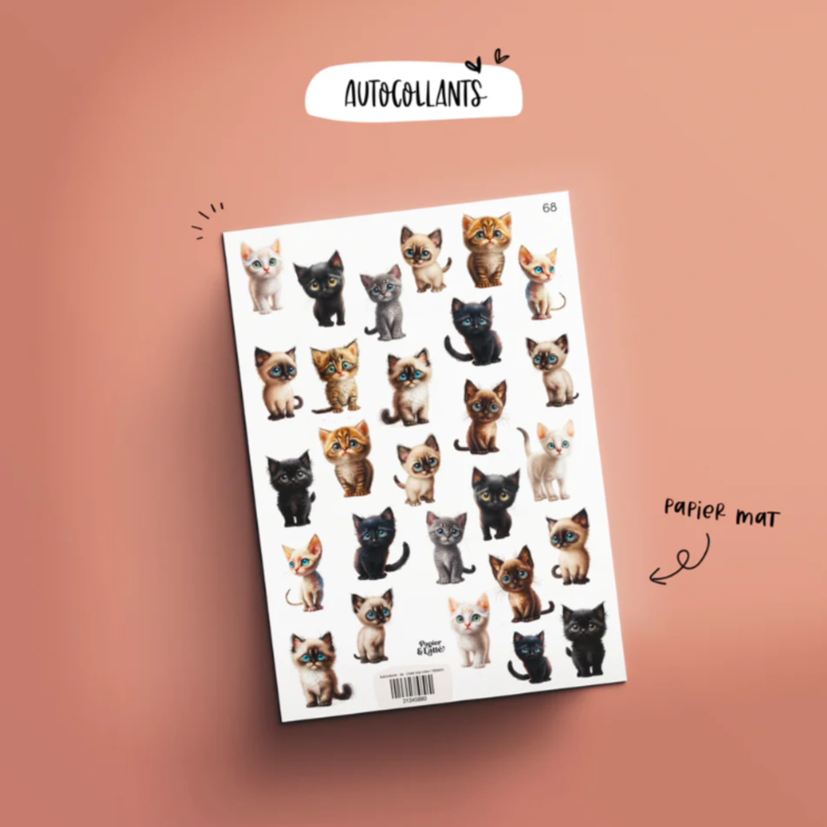 Papier & Latté Autocollants - Chats trop cutes