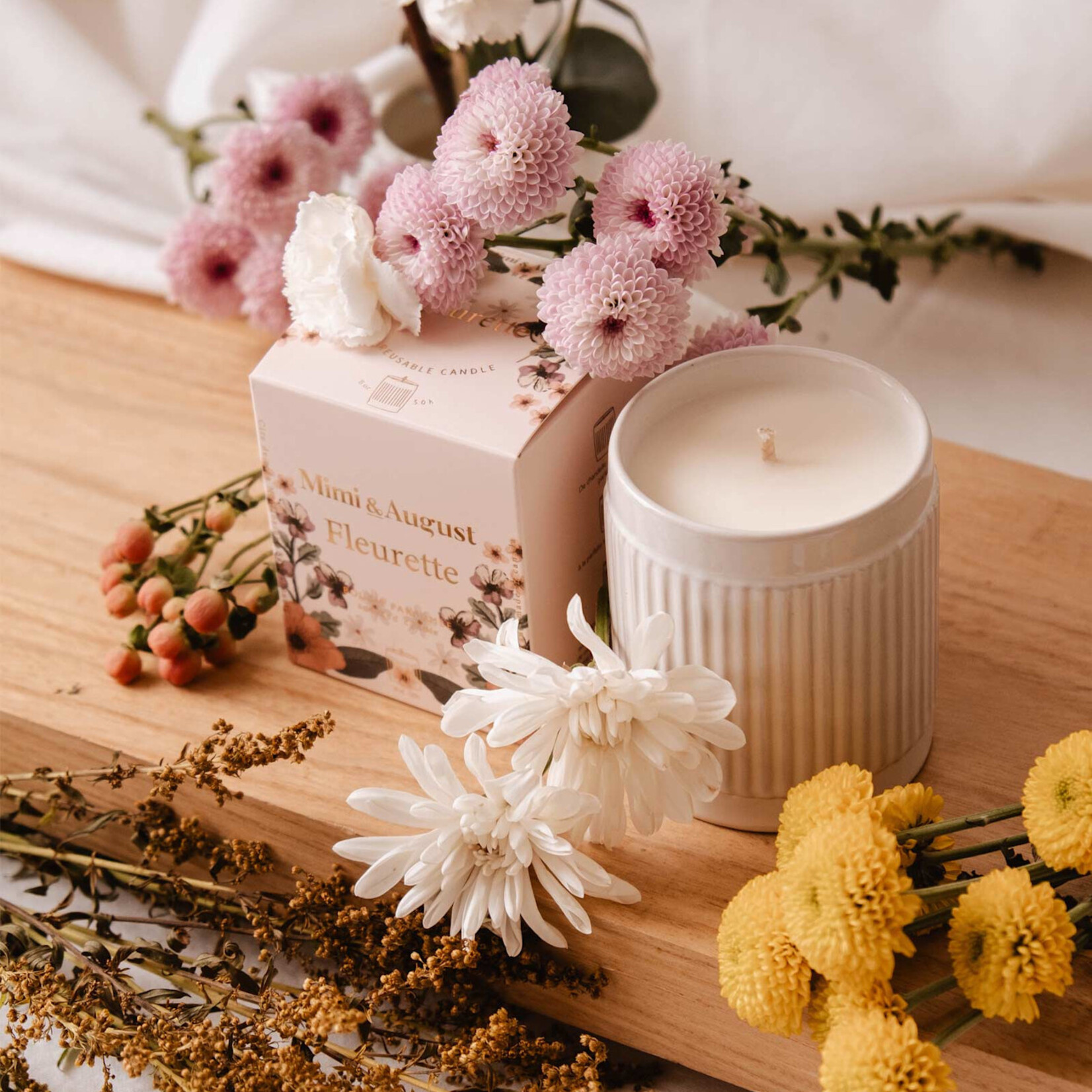 Mimi and August Fleurette - Bougie réutilisable 8oz