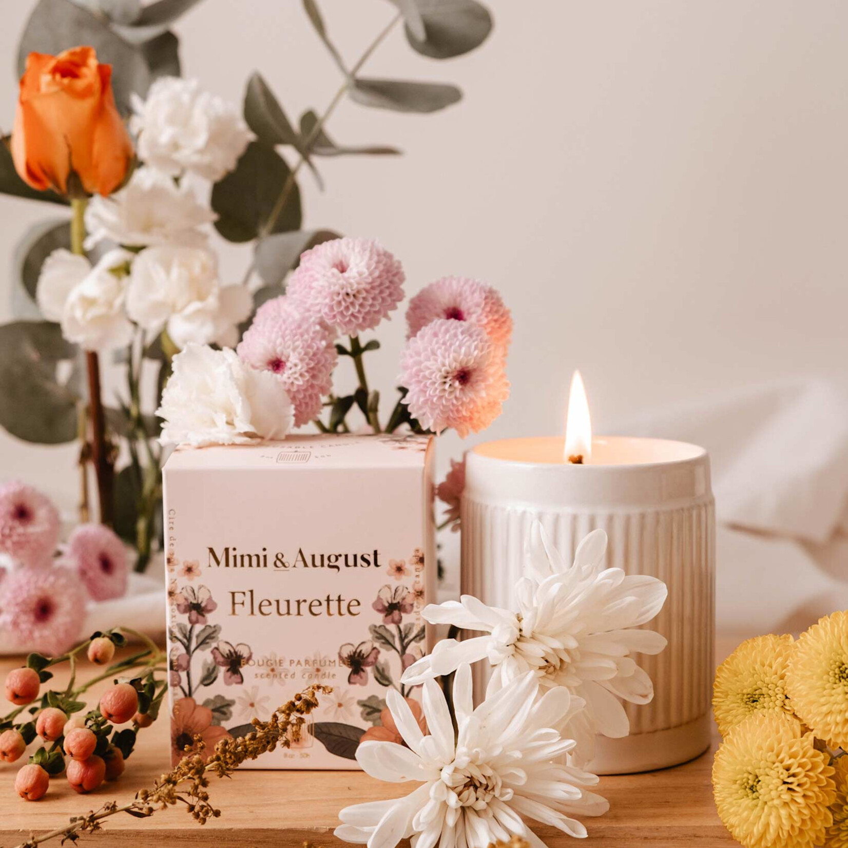 Mimi and August Fleurette - Bougie réutilisable 8oz