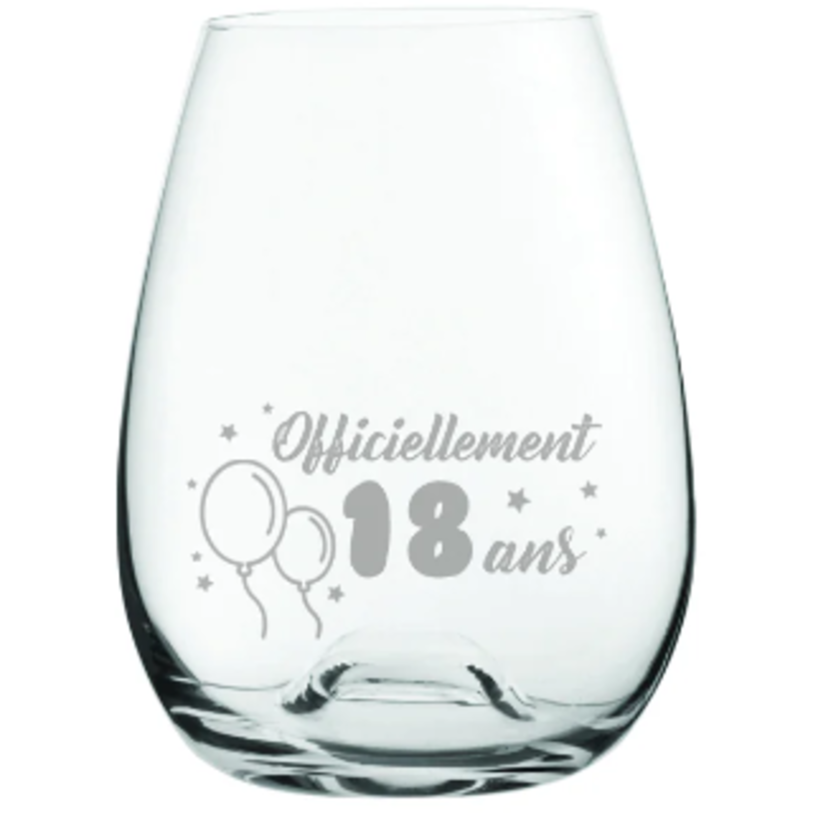La Maison du Bar Verre gravé 16 oz - Officiellement 18 ans  - Vin sans pied