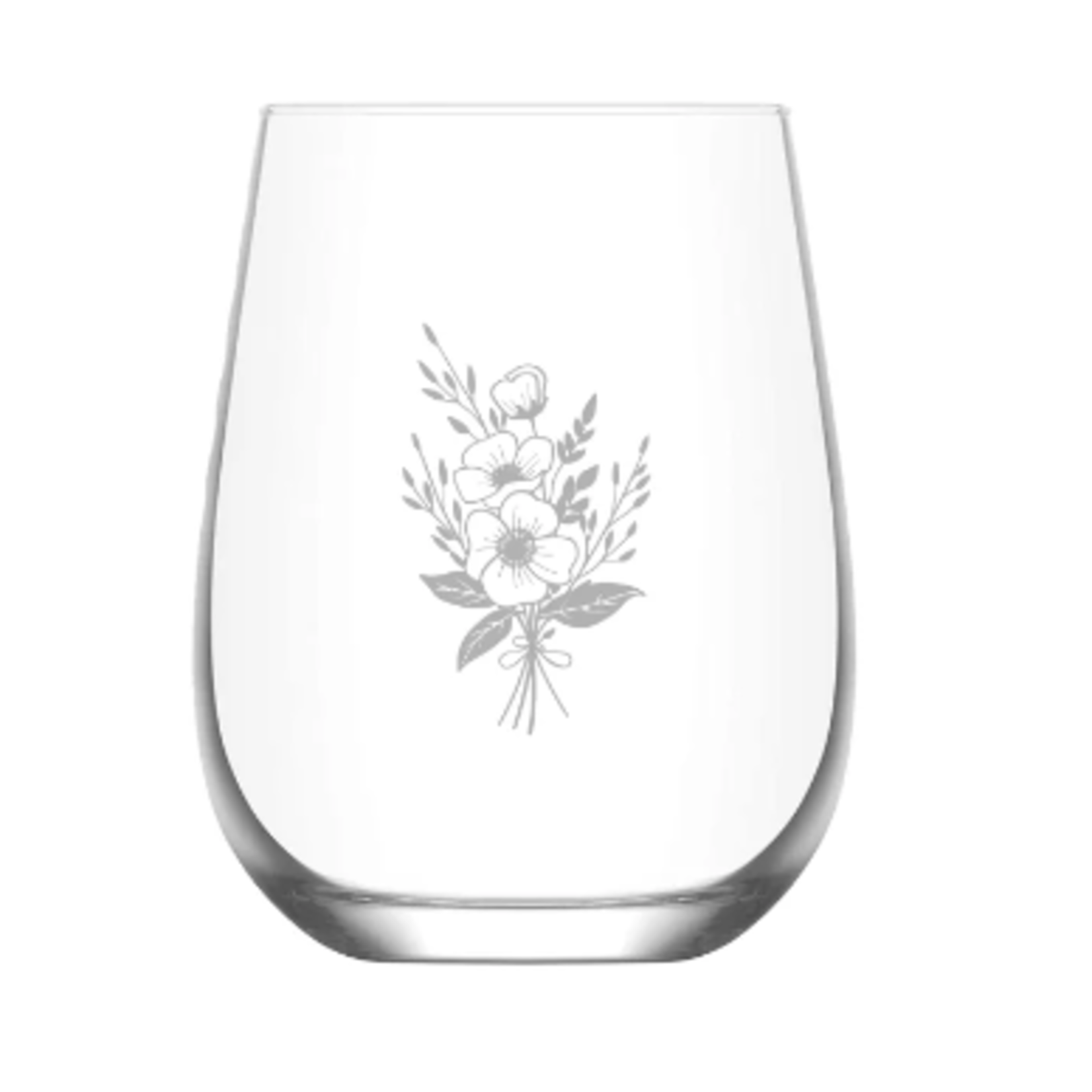 La Maison du Bar Verre gravé sans pied 16 oz - Bouquet d'anémone - Vin