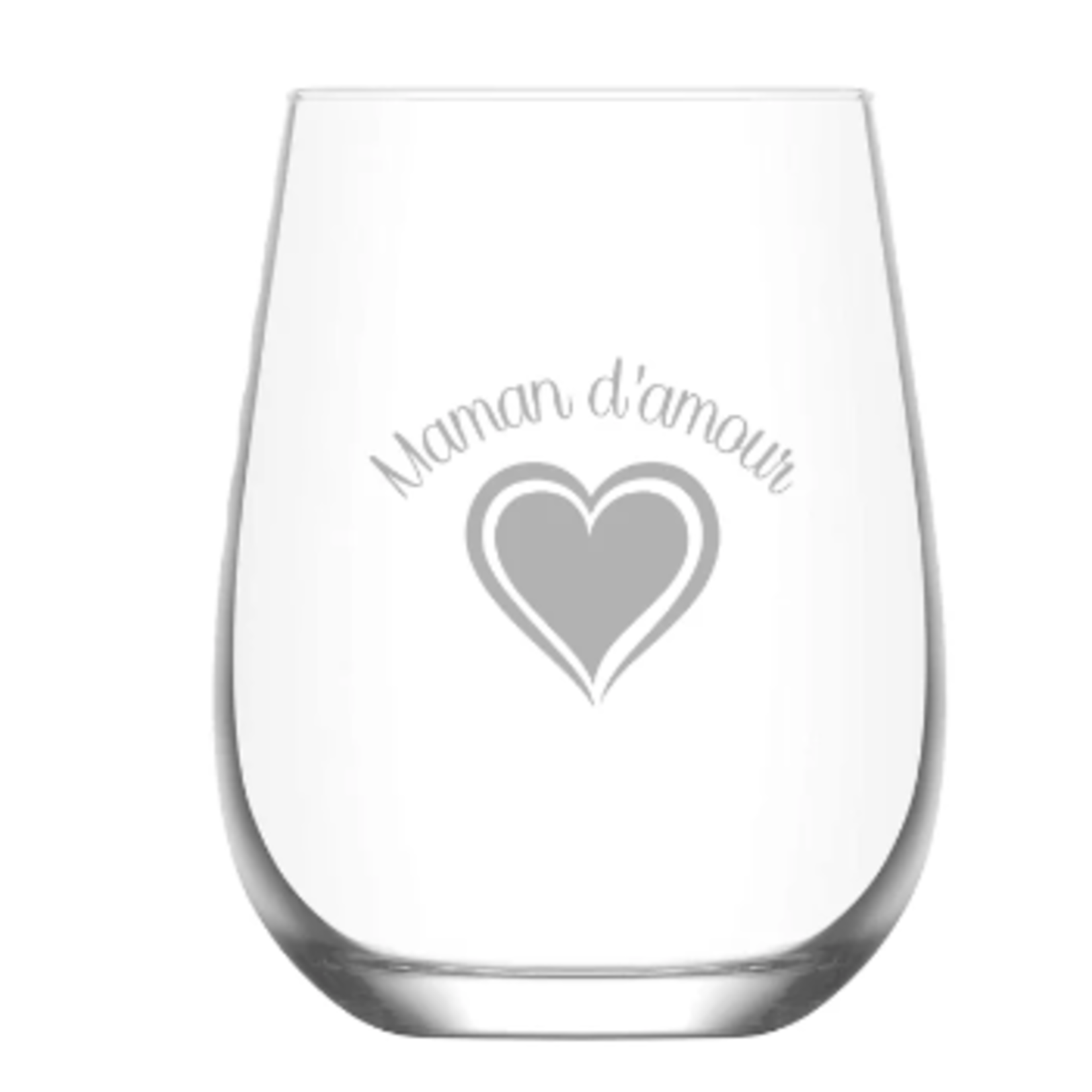 La Maison du Bar Verre gravé 16 oz - Maman d'amour  - Vin sans pied