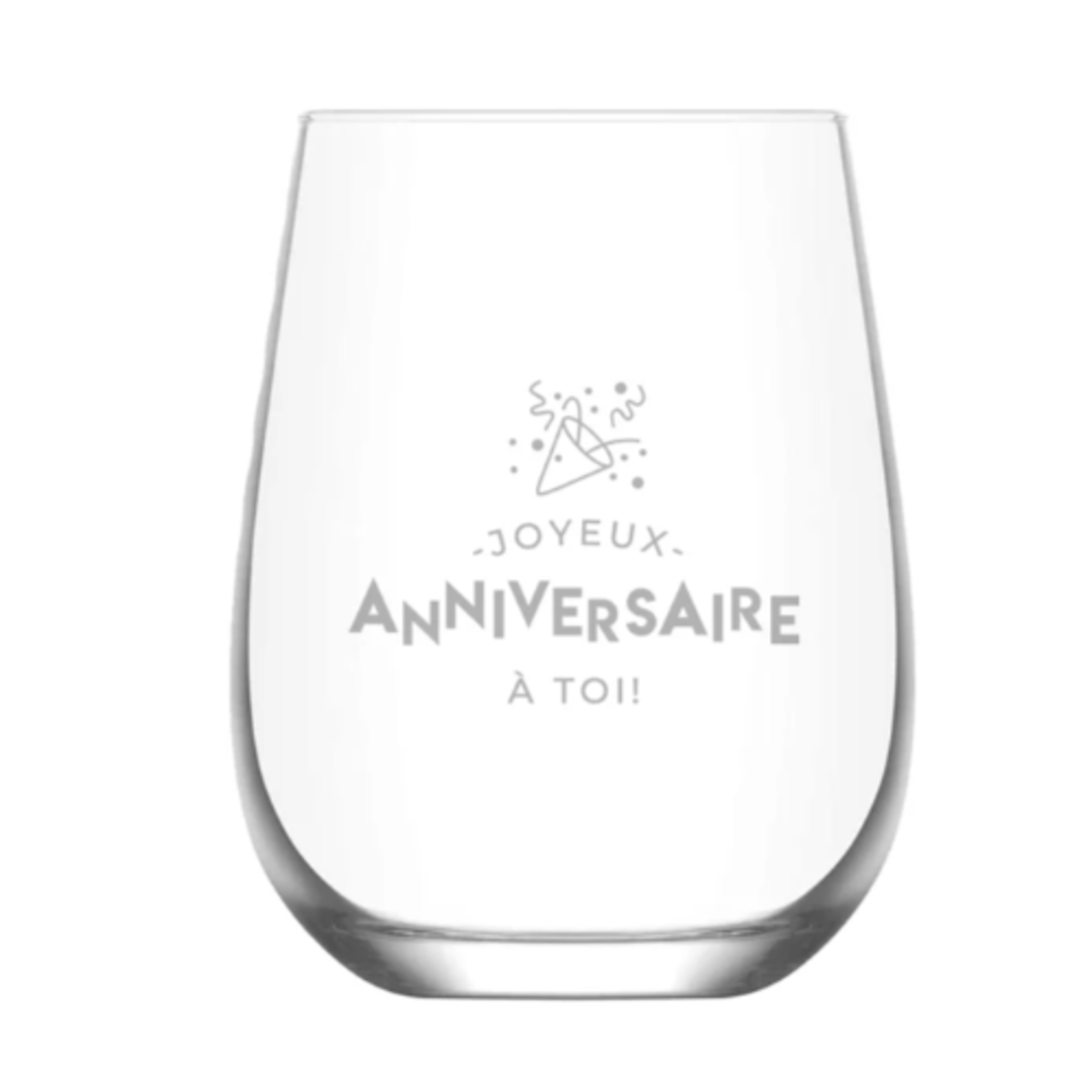 La Maison du Bar Verre gravé sans pied 16 oz - Joyeux anniversaire à toi