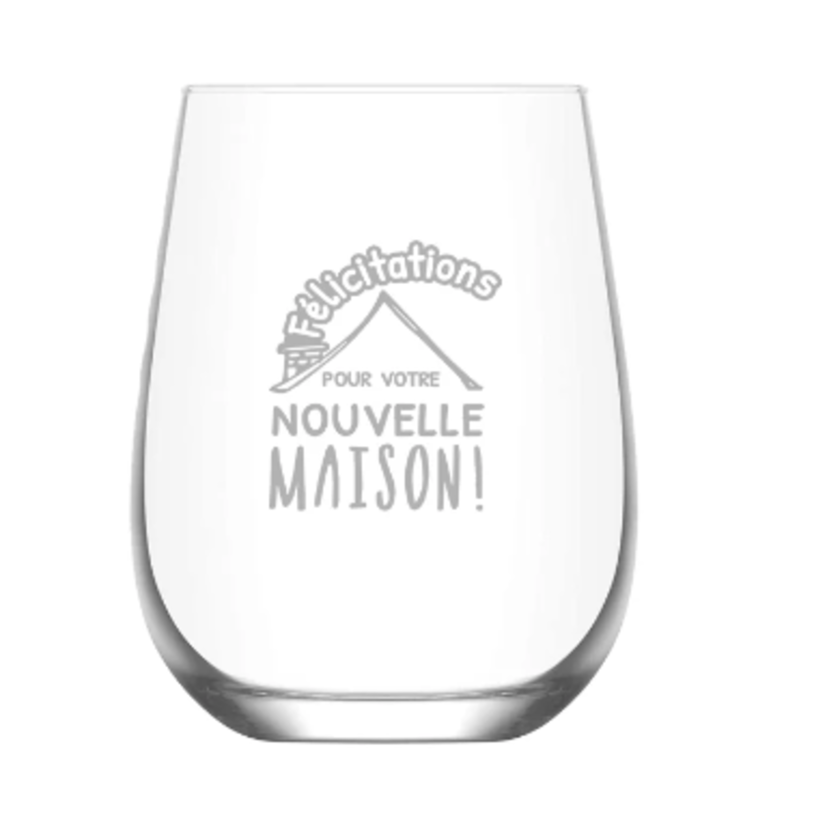 La Maison du Bar Verre gravé sans pied 16oz - Félicitations pour votre nouvelle maison - Vin