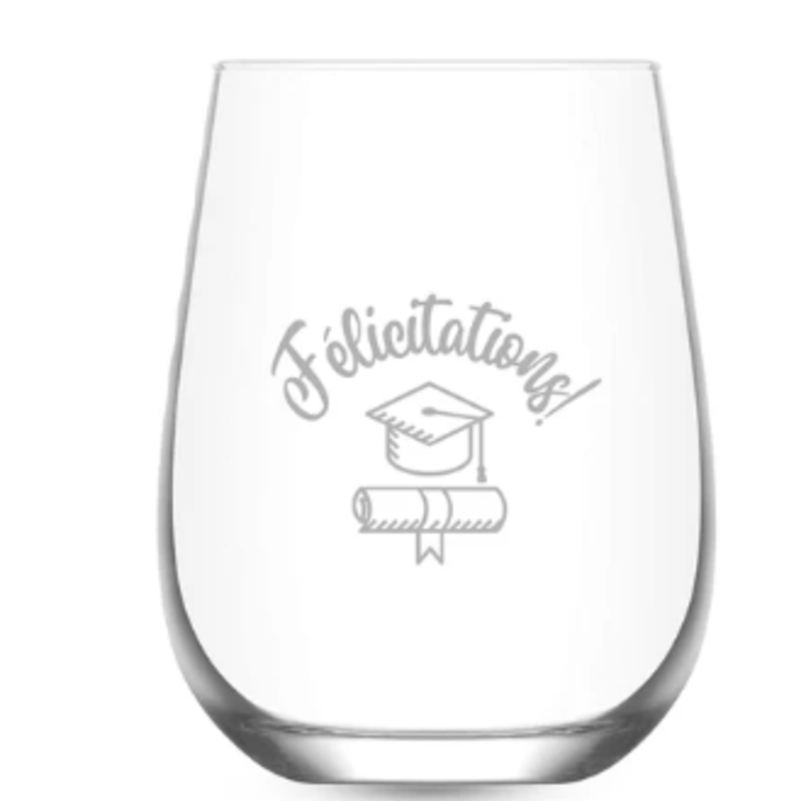 La Maison du Bar Verre gravé sans pied 16 oz - Félicitations (Graduation) - Vin