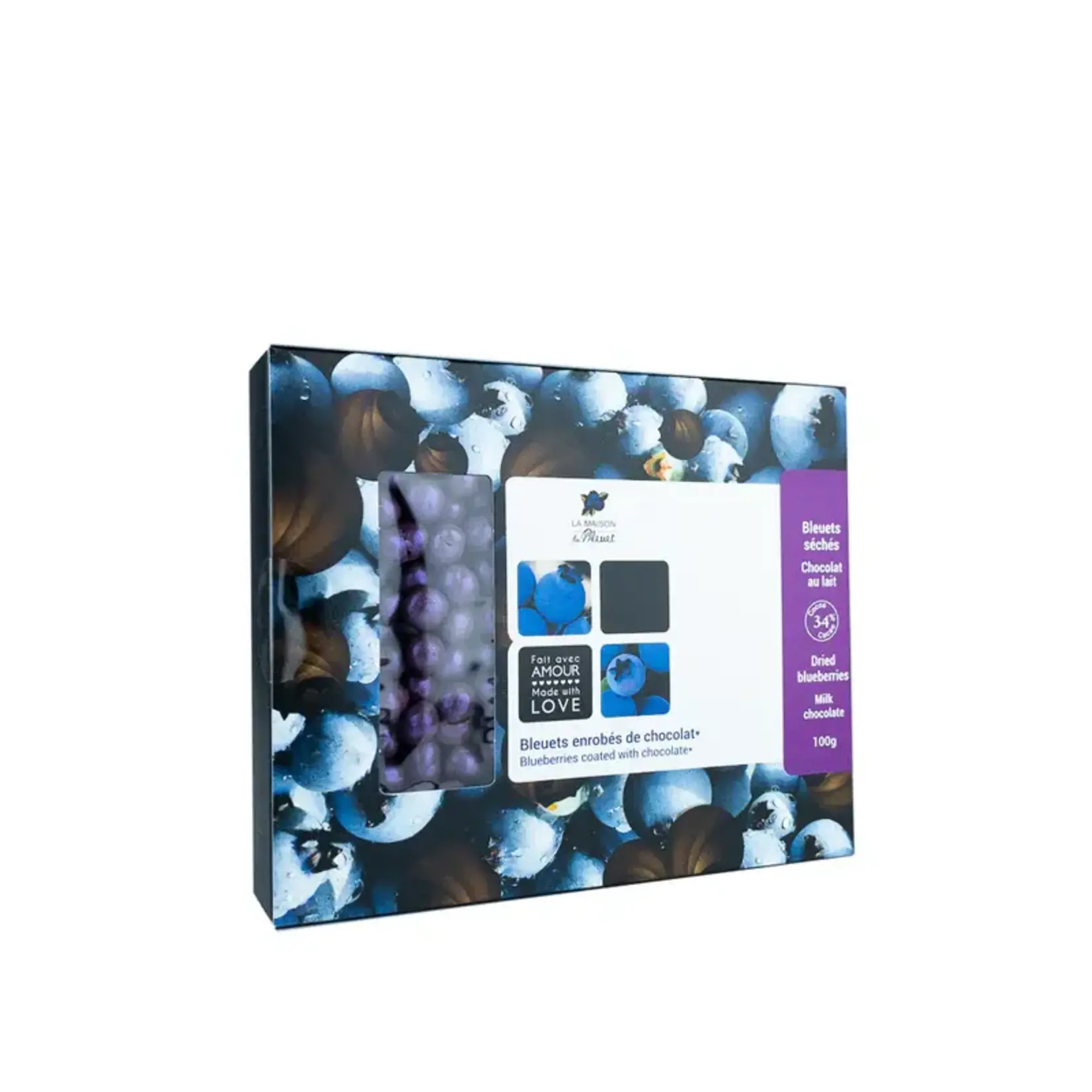 La maison du bleuet Perles de bleuet séchés chocolat au lait - 100g