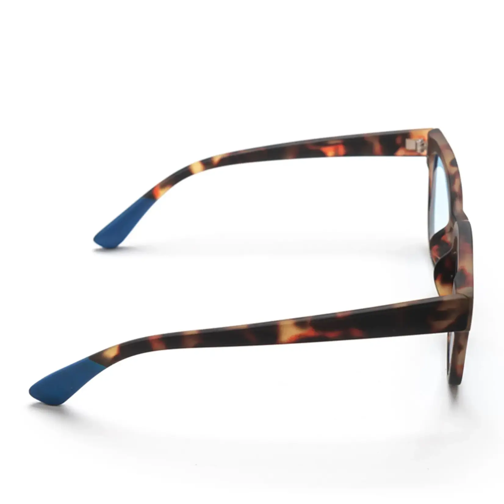 OKKIA Lunettes soleil unisexe -Giovanni -Classique Havana avec lentilles bleues