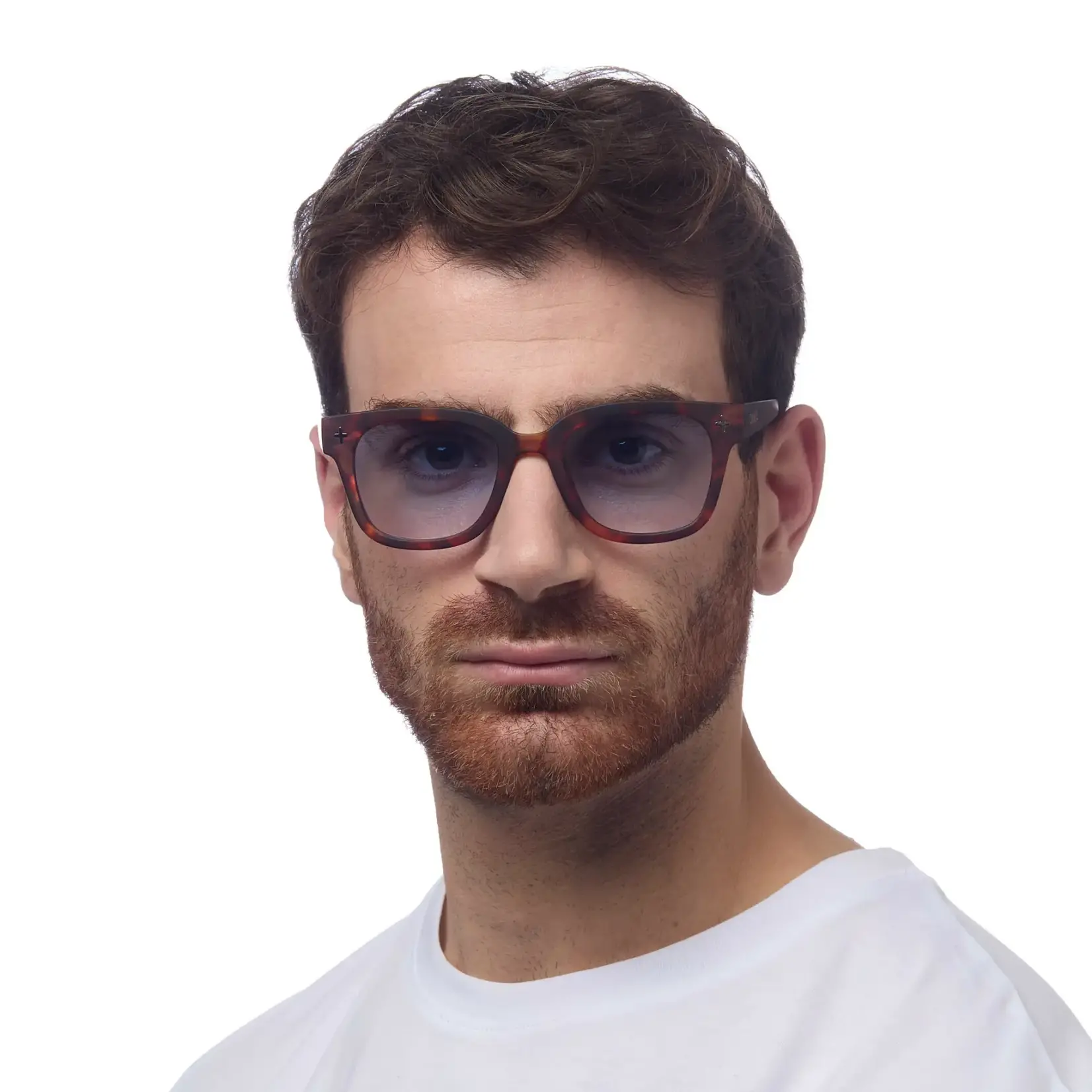 OKKIA Lunettes soleil unisexe -Giovanni -Classique Havana avec lentilles bleues