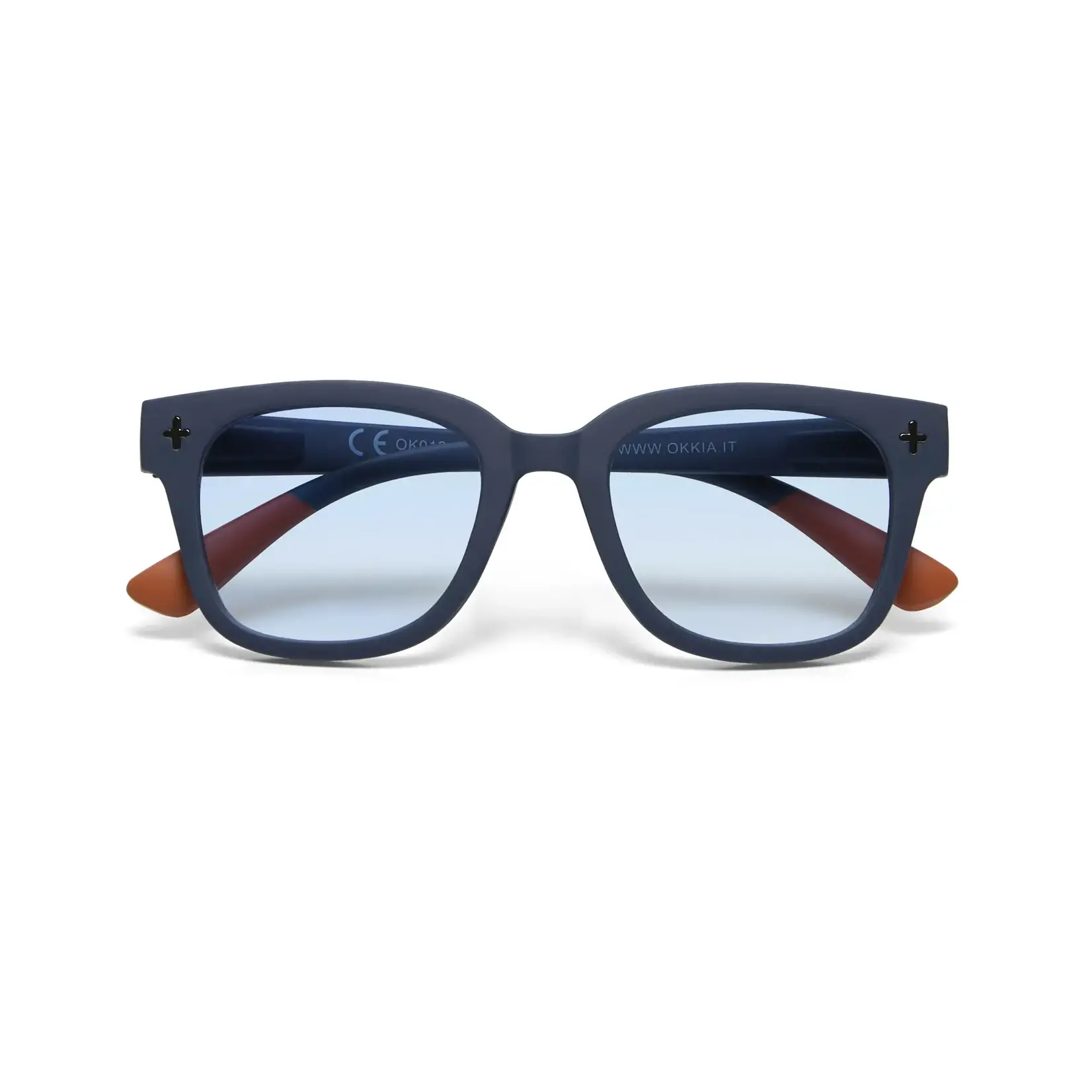 OKKIA Lunettes soleil unisexe- Giovanni - Midnight avec lentilles bleues