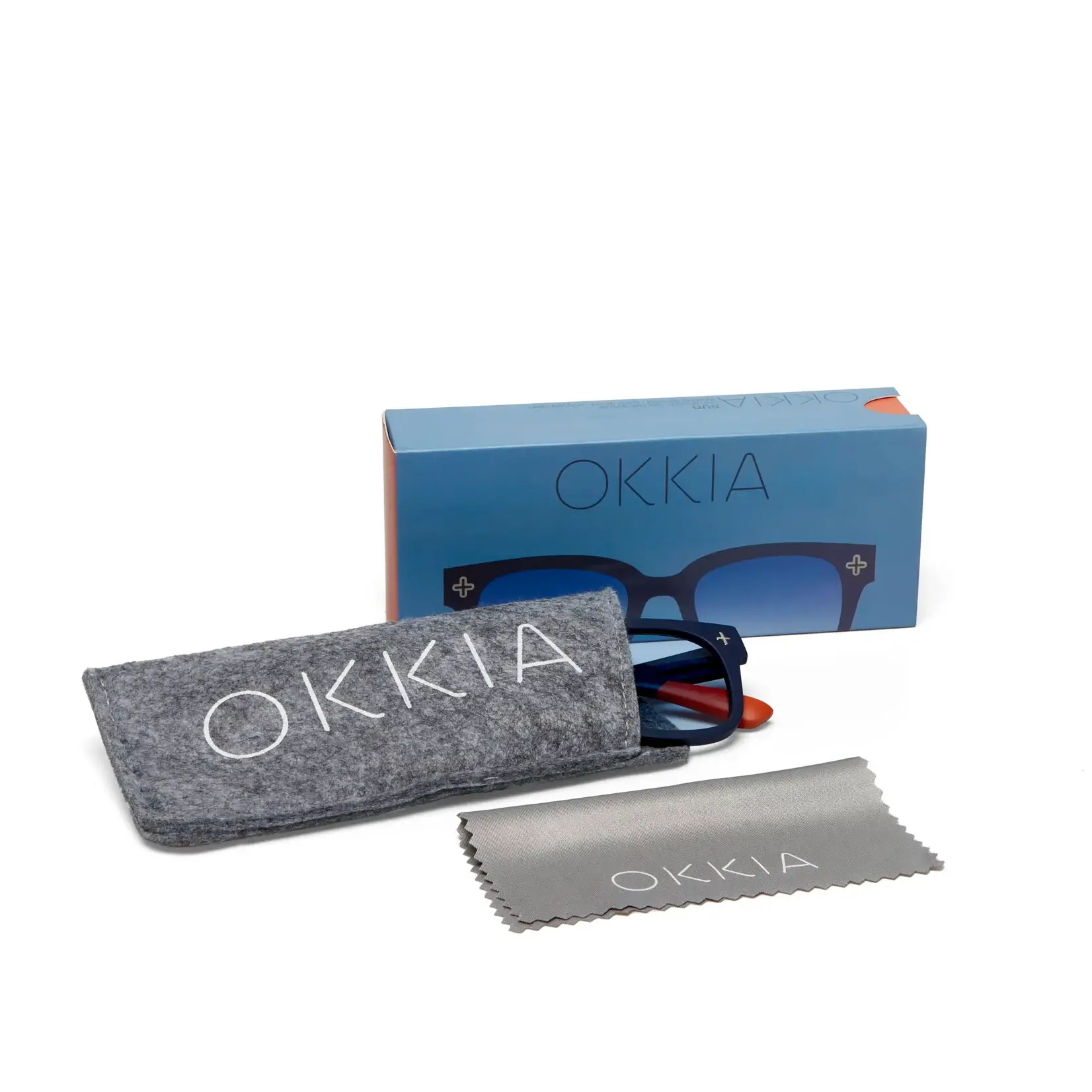 OKKIA Lunettes soleil unisexe- Giovanni - Midnight avec lentilles bleues
