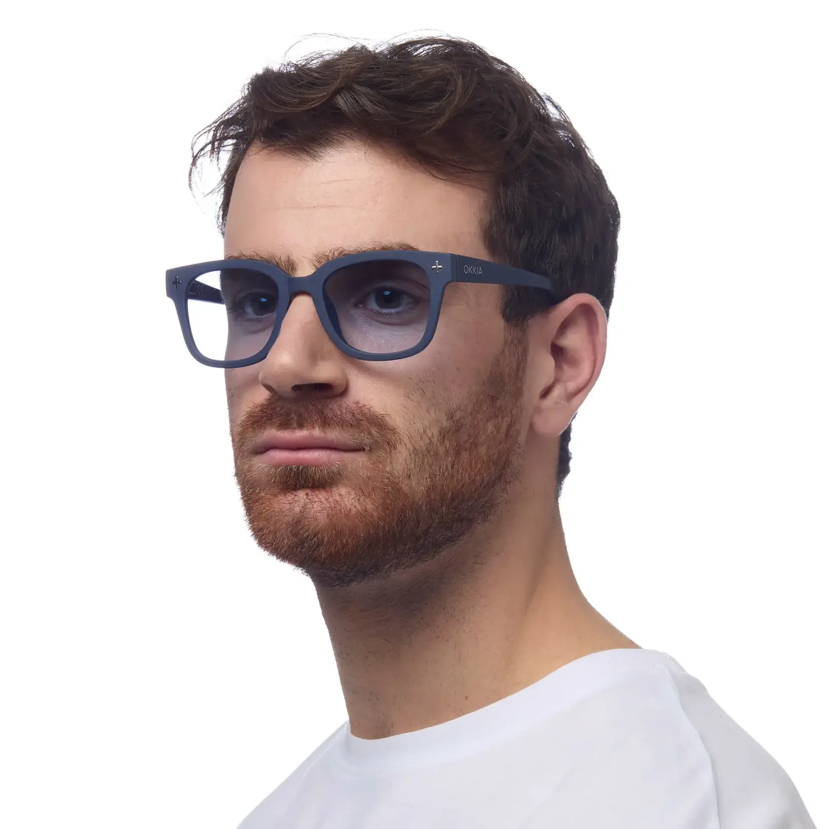 OKKIA Lunettes soleil unisexe- Giovanni - Midnight avec lentilles bleues
