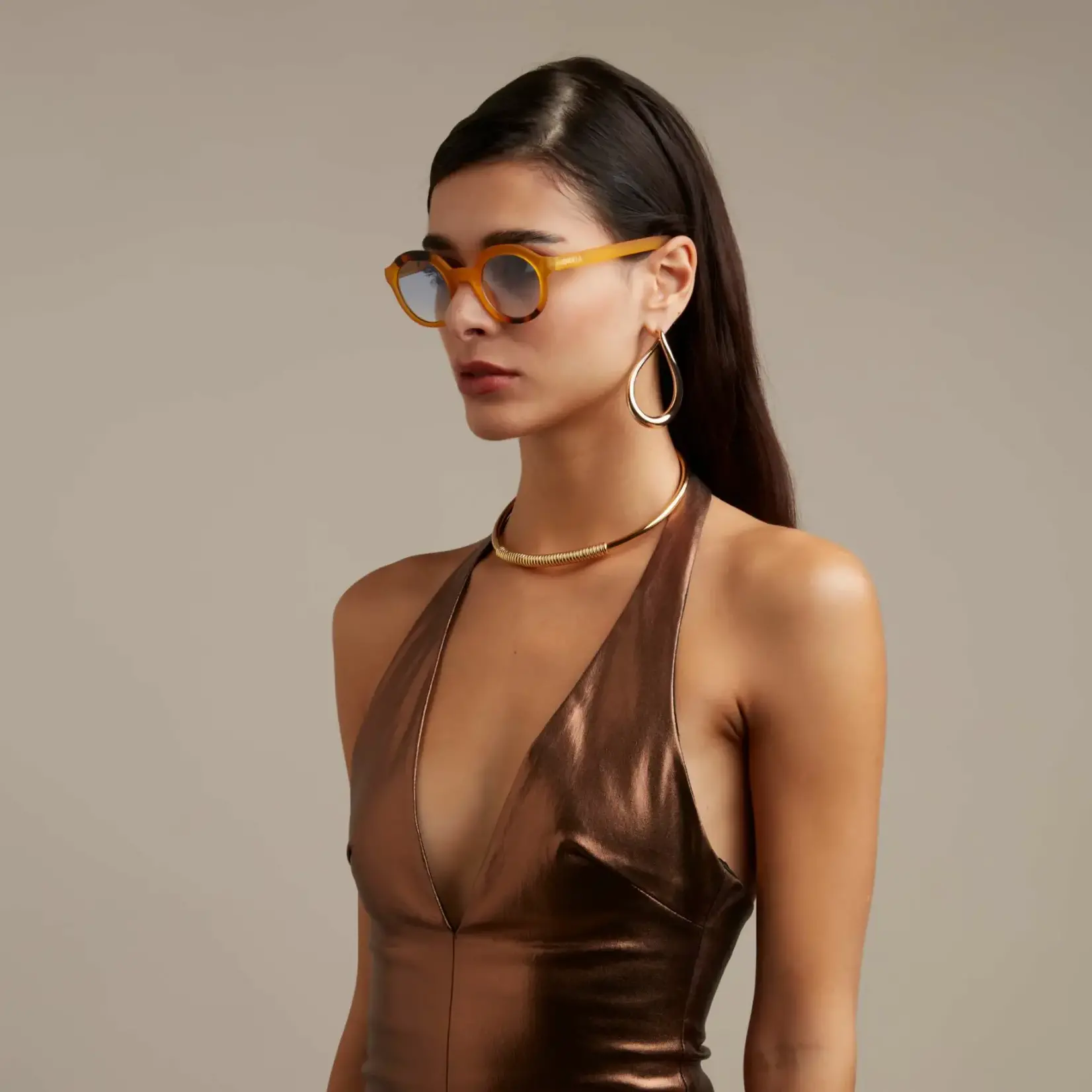 OKKIA Lunettes soleil unisexe - Lauro - Jaune avec 3 pois
