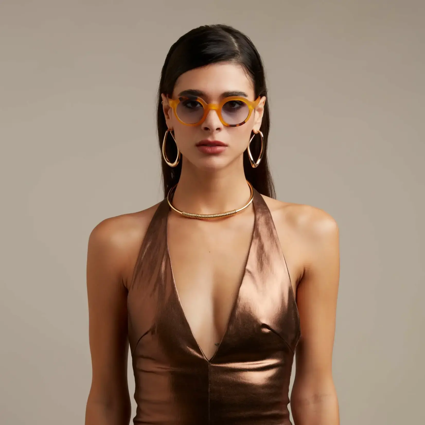 OKKIA Lunettes soleil unisexe - Lauro - Jaune avec 3 pois