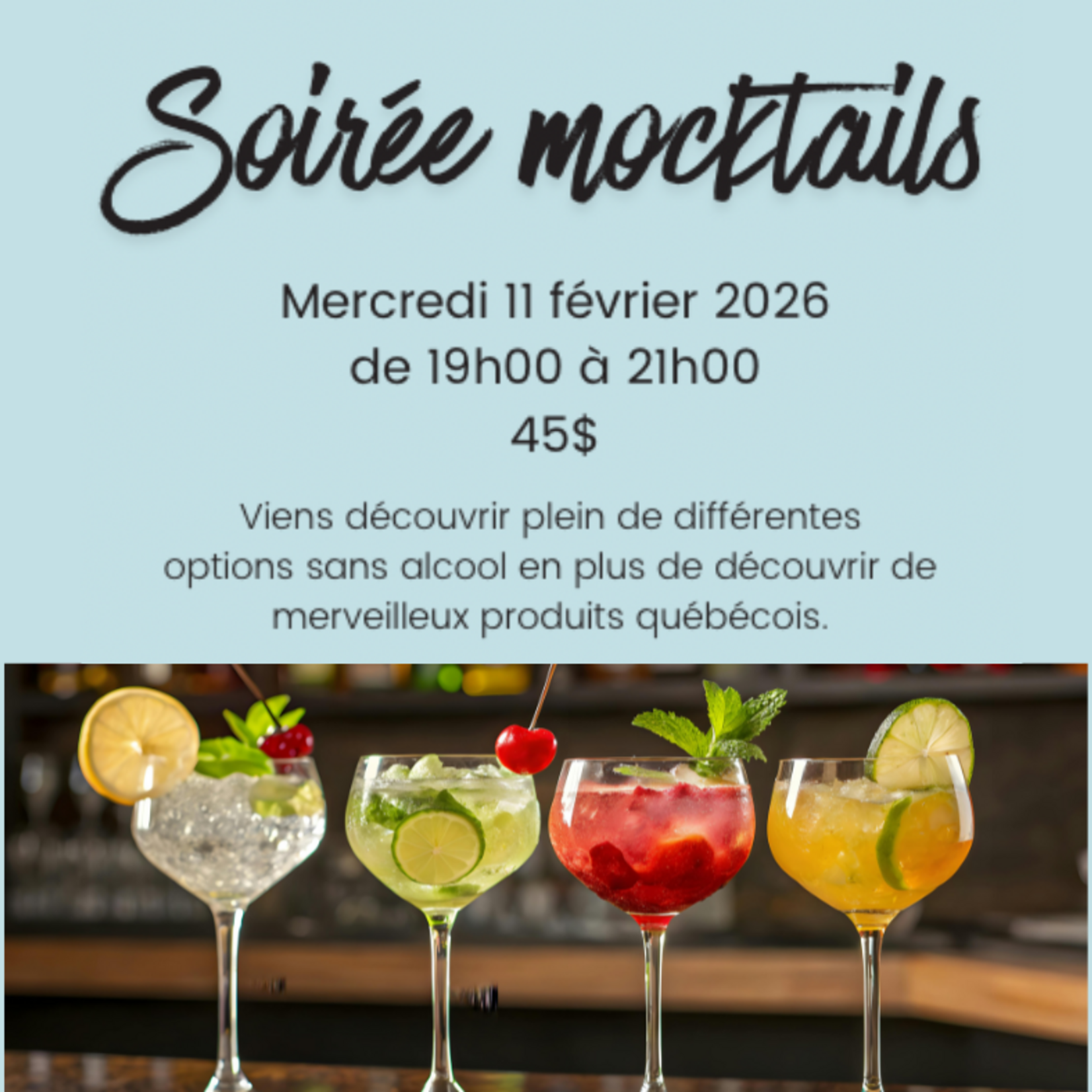 L'effet bulles Atelier mocktails - Février 2026