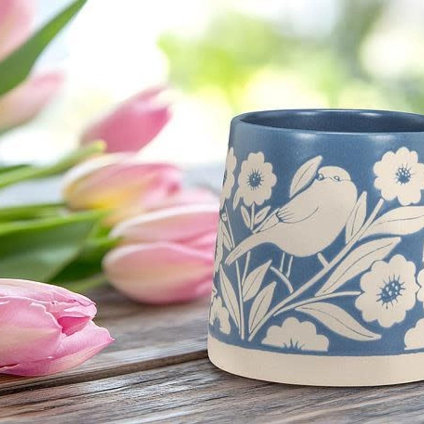 Abbott Tasse surdimensionnée - Feuilles et oiseaux