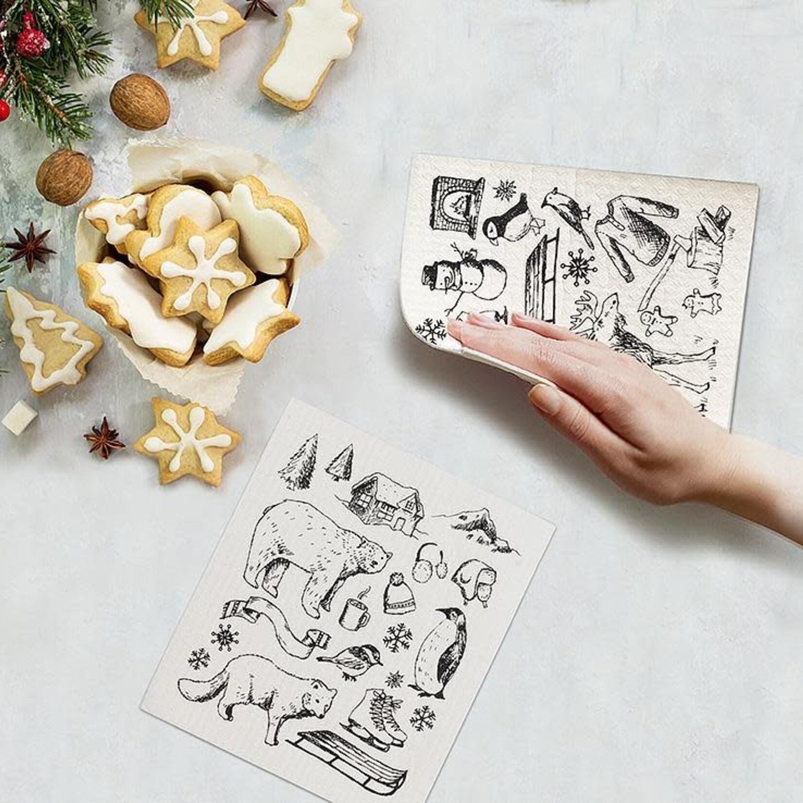 Abbott Ensemble de 2 chiffons suédois - Motifs d'hiver