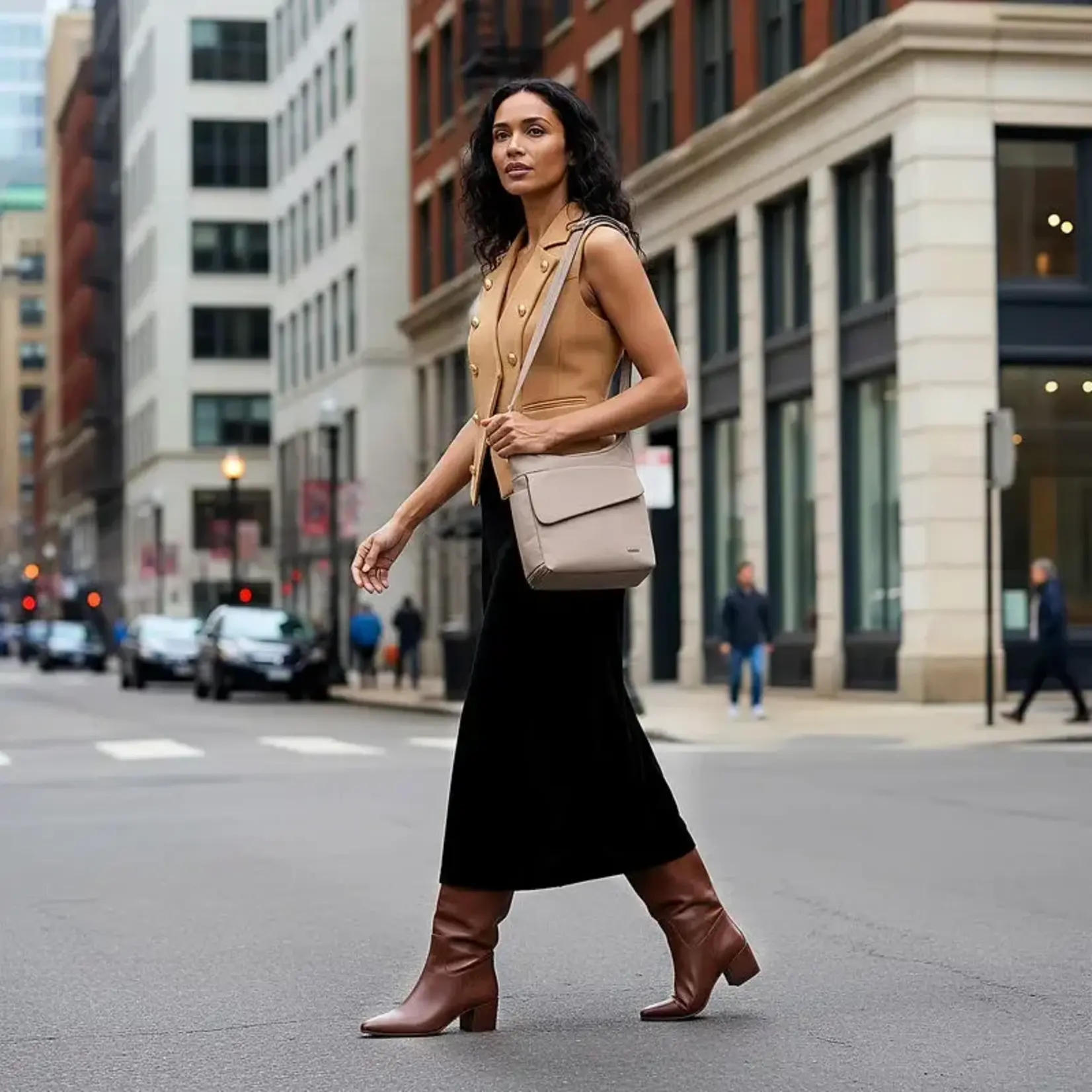 Travelon Sac messager classique antivol - Noisette