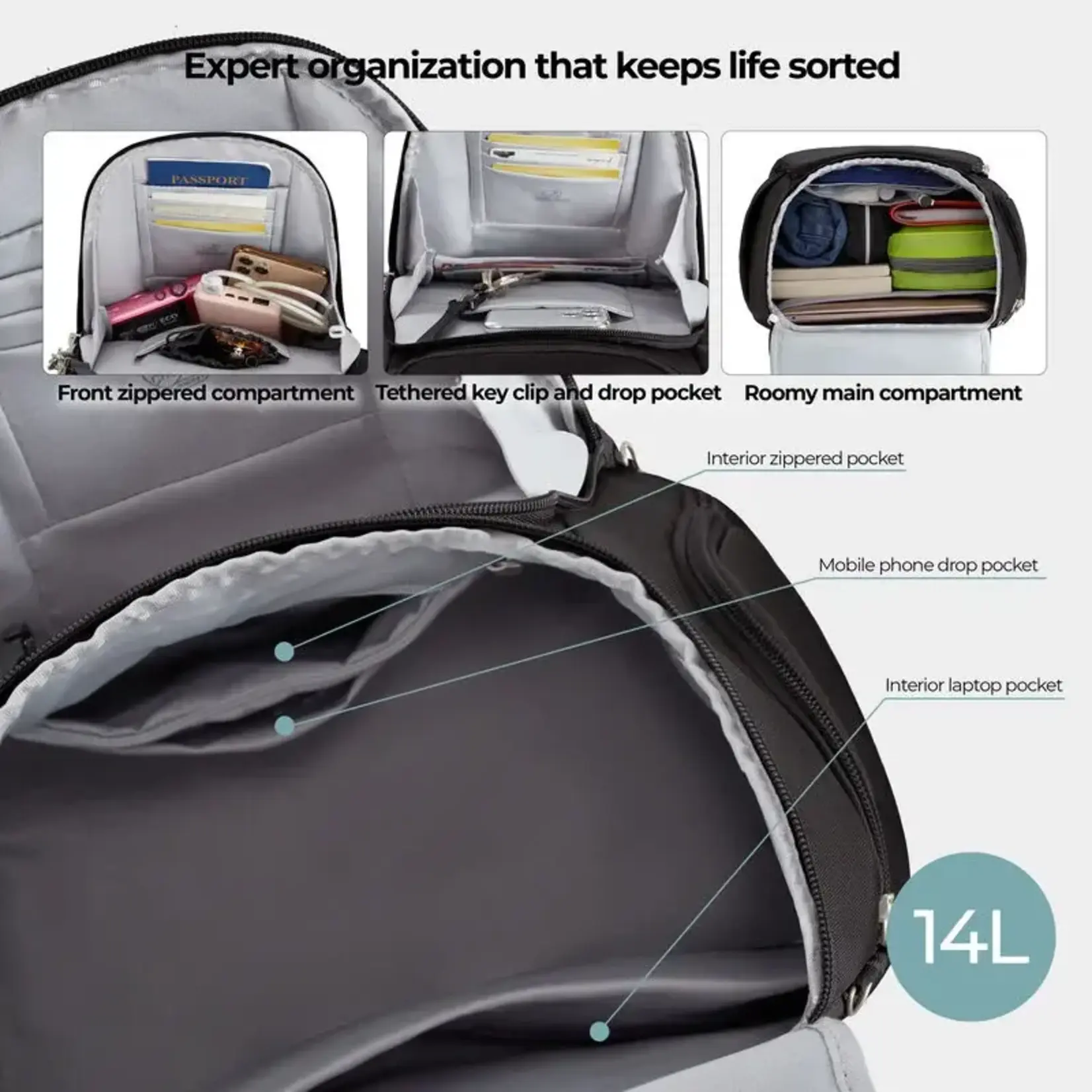 Travelon Sac à dos antivol classique - Noir