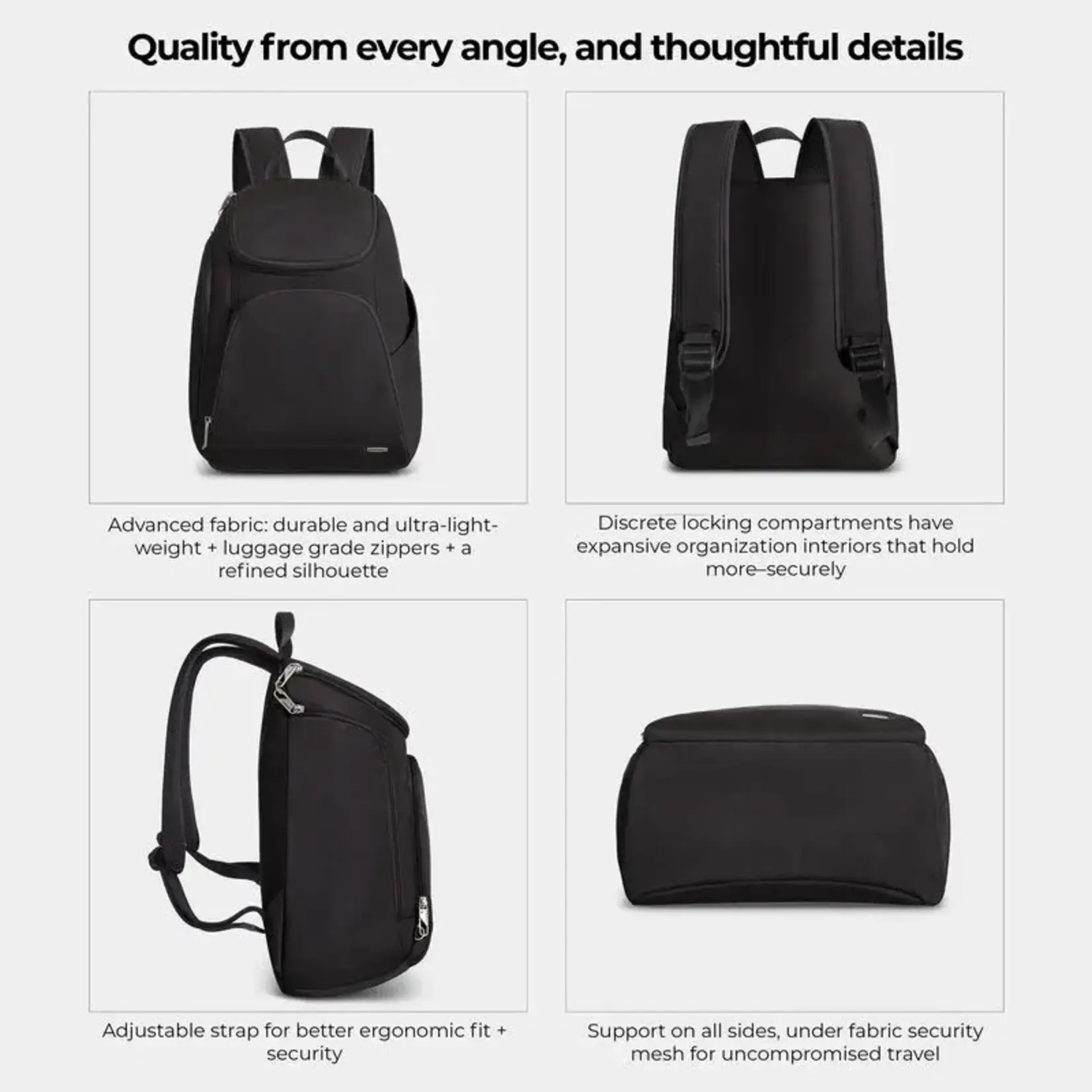 Travelon Sac à dos antivol classique - Noir