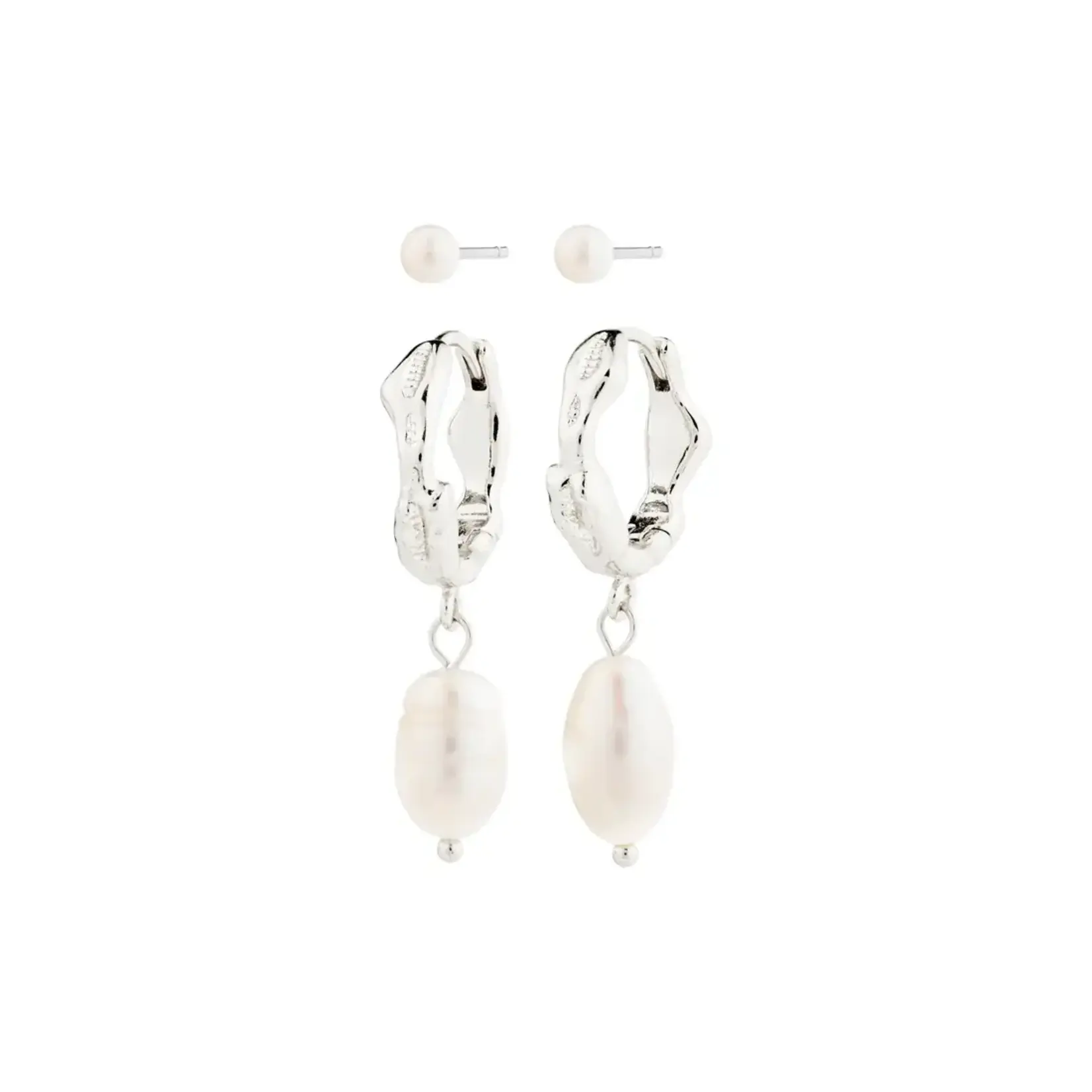 Pilgrim Boucles d’oreilles 2en1 Jonne - Argent