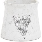 Accent de ville Grand cache pot blanc avec coeur -8x8x6.5''