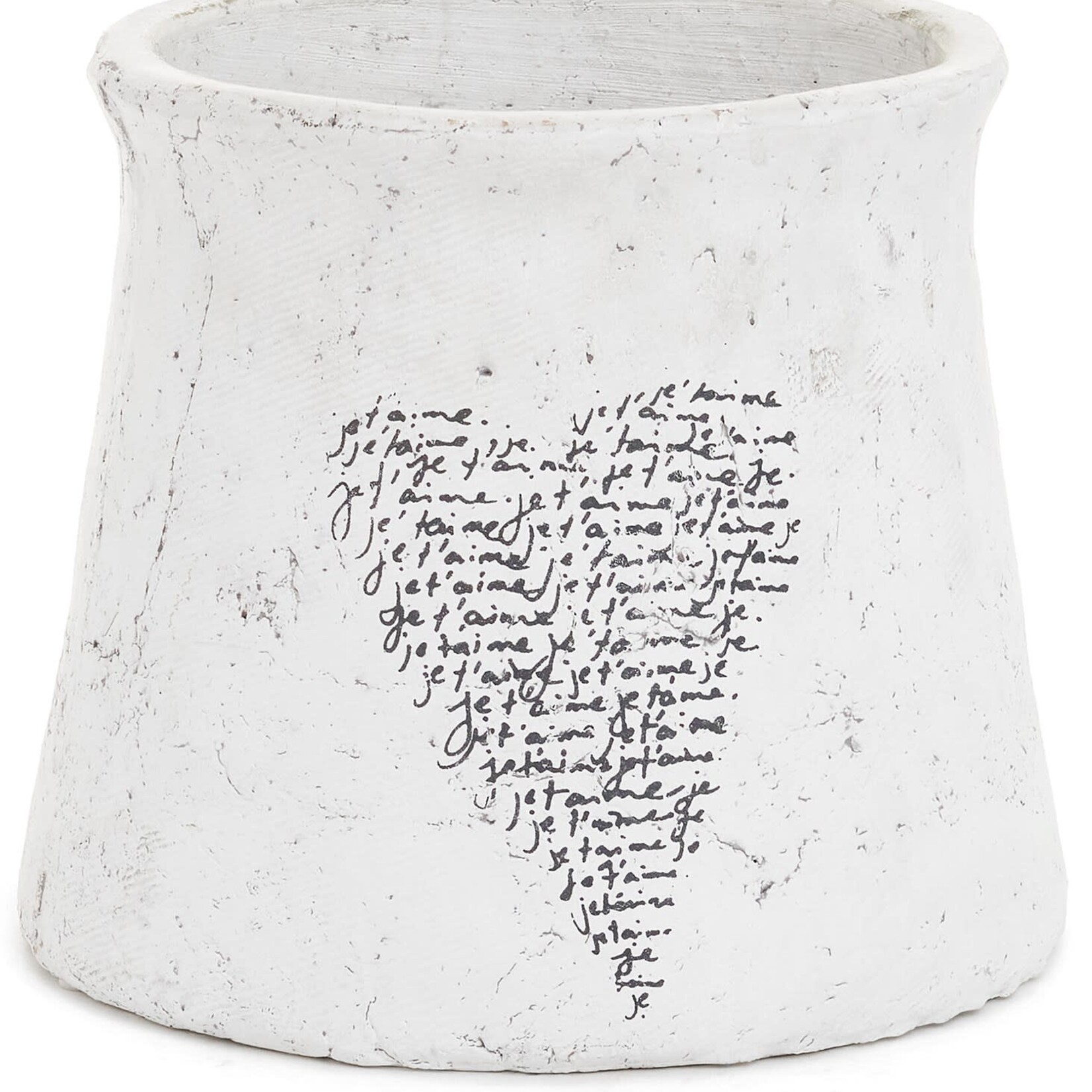 Accent de ville Grand cache pot blanc avec coeur -8x8x6.5''
