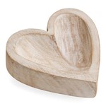 Accent de ville Plateau décoratif en forme de cœur, bois de manguier blanchi