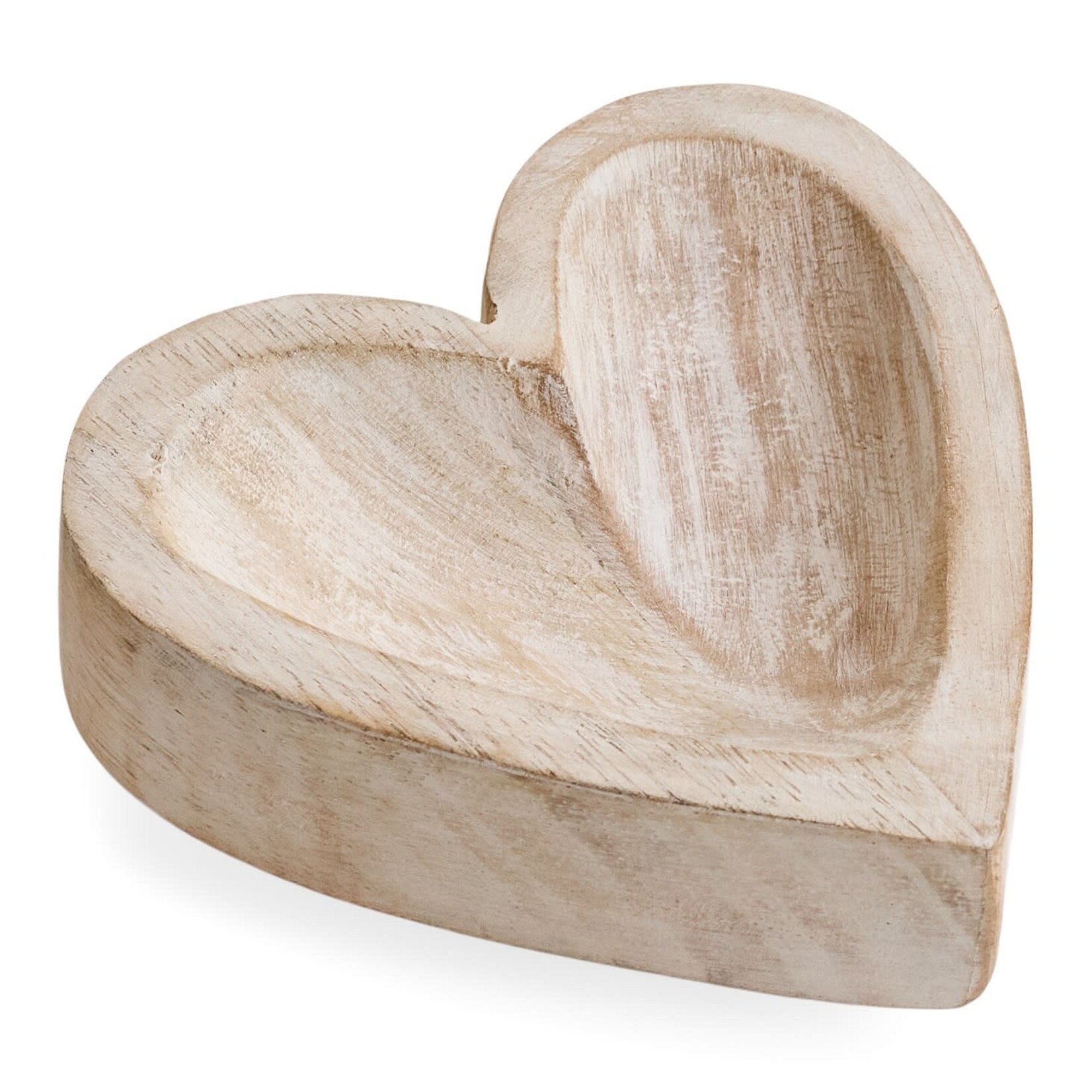 Accent de ville Plateau décoratif en forme de cœur, bois de manguier blanchi