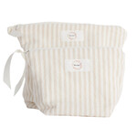 Baluchon Sac à cosmétique format petit - Rayure blanc et jaune