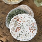 Baluchon Ensemble de 6 lingettes démaquillantes -  Fleuries brunes et vertes