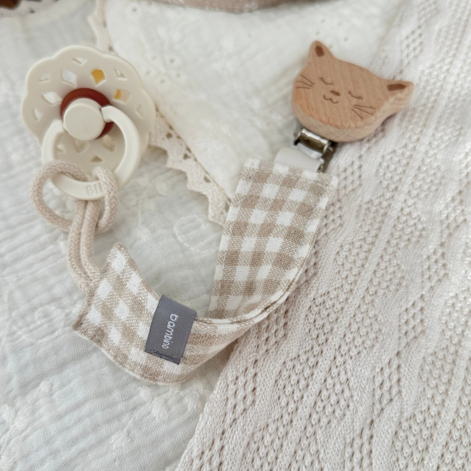 Baluchon Attache-suce chat - Beige carreauté