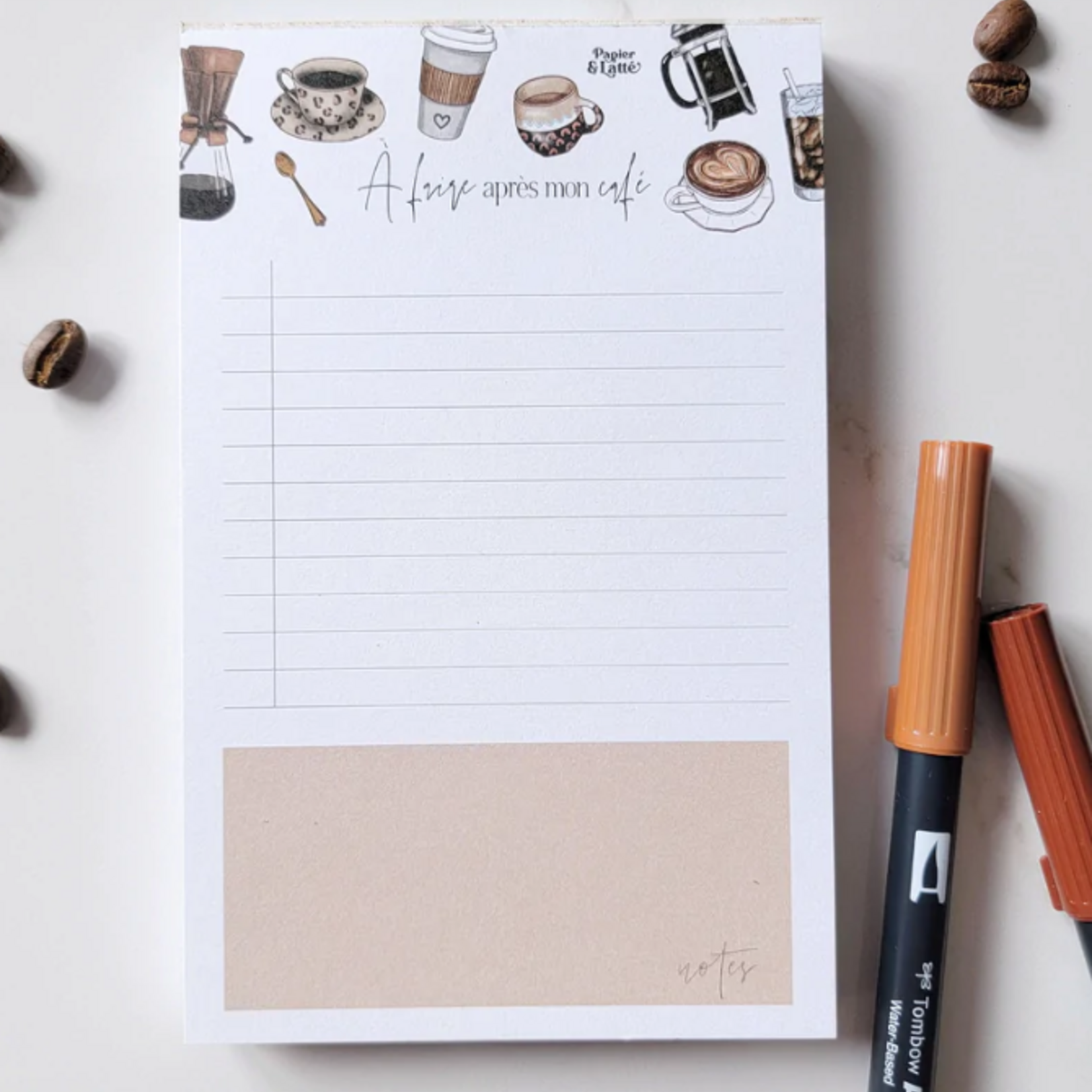 Papier & Latté Petit pad de notes - Liste à faire après mon café