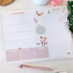 Papier & Latté Planificateur de repas - Fleurs & papillons