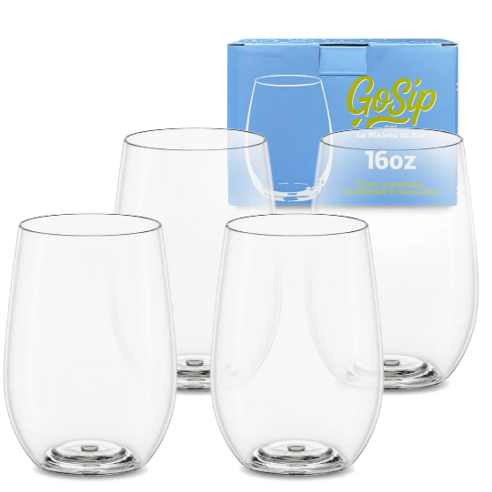 La Maison du Bar Ensemble de 4  verres incassable GoSip - 16 oz