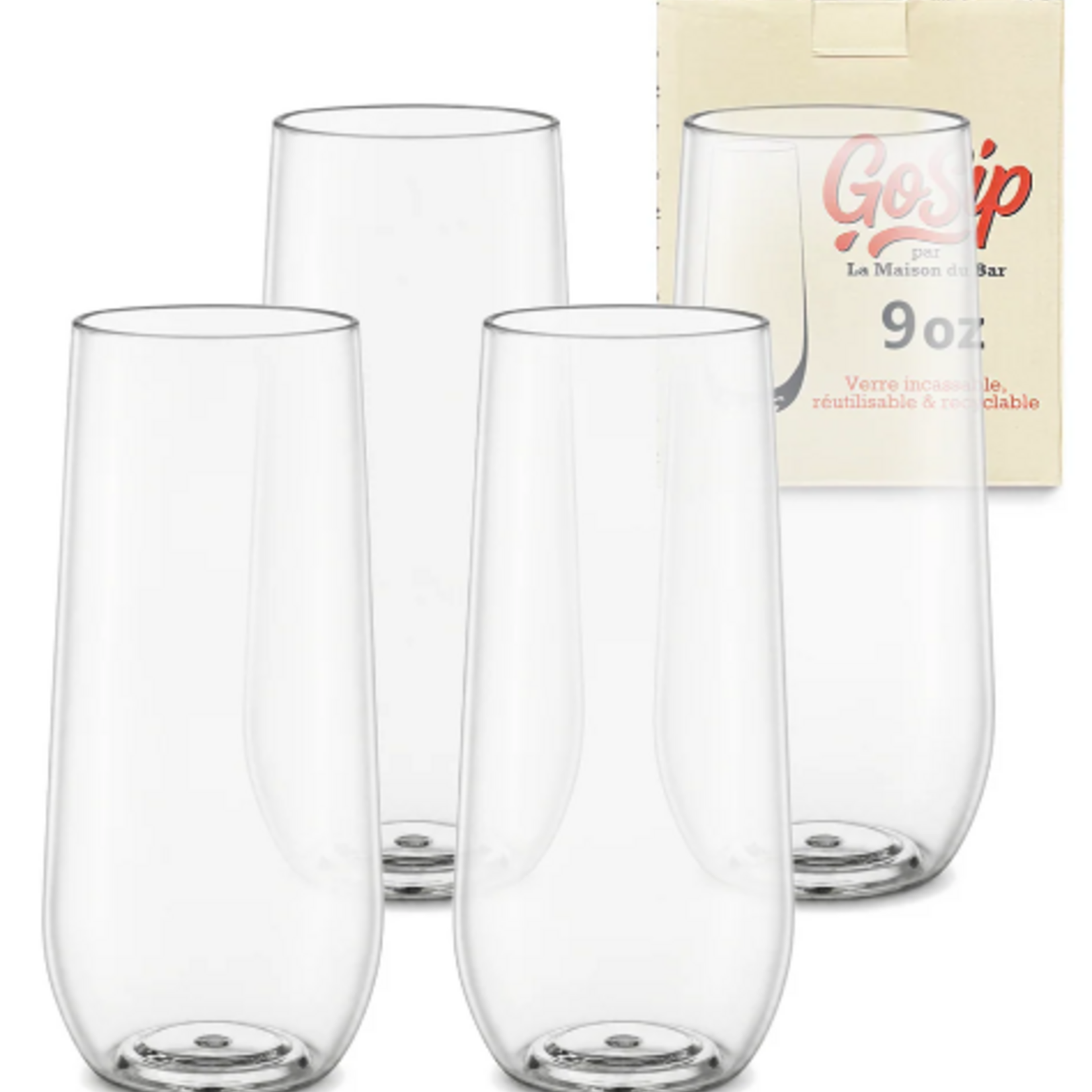 La Maison du Bar Ensemble de 4 verres Incassable GoSip  - Champagne 9oz