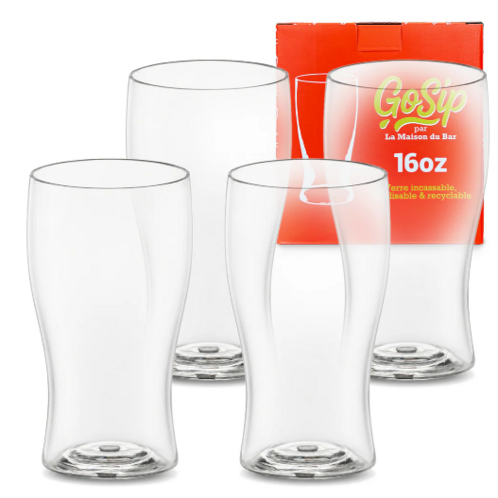 Ensemble de 4 verres incassable GoSip - Bière 9oz