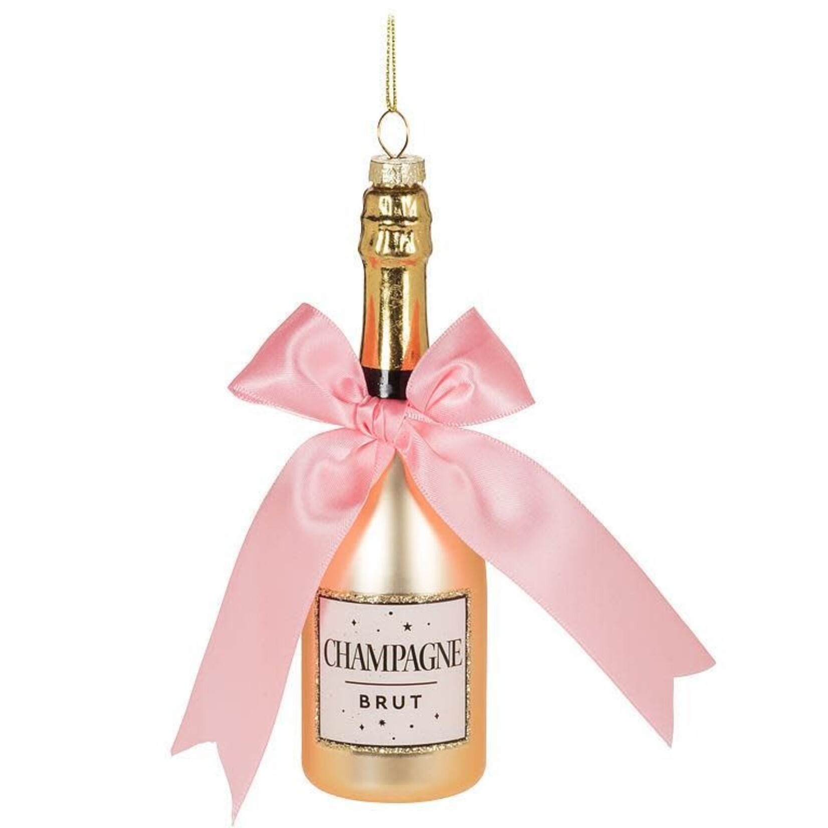 Abbott Ornement bouteille de champagne dorée ornée d'un noeud