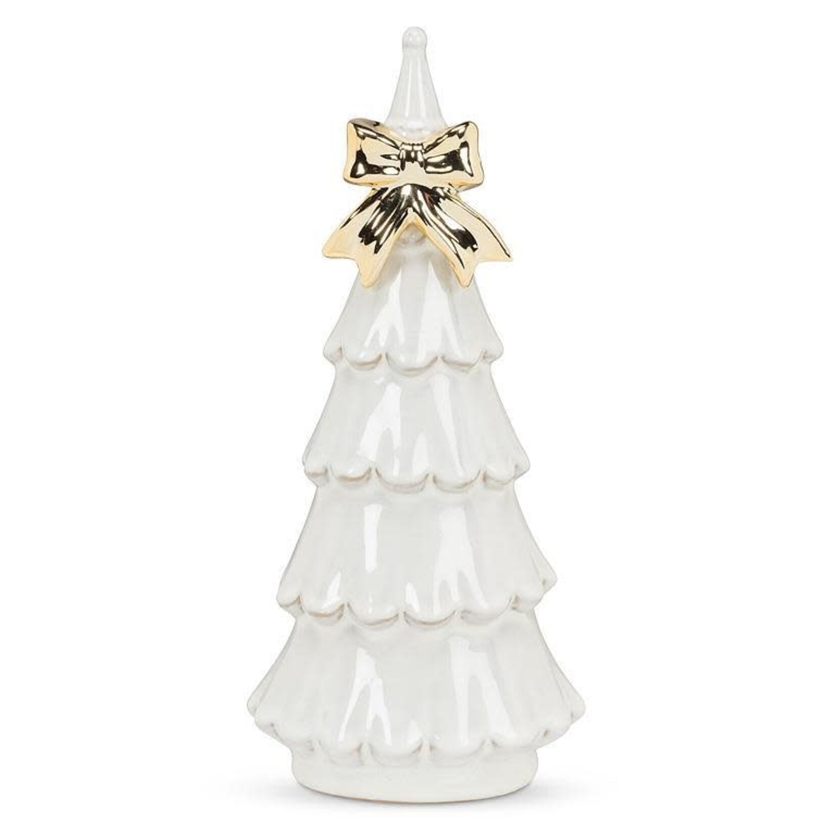 Abbott Grand sapin blanc en porcelaine avec boucle dorée