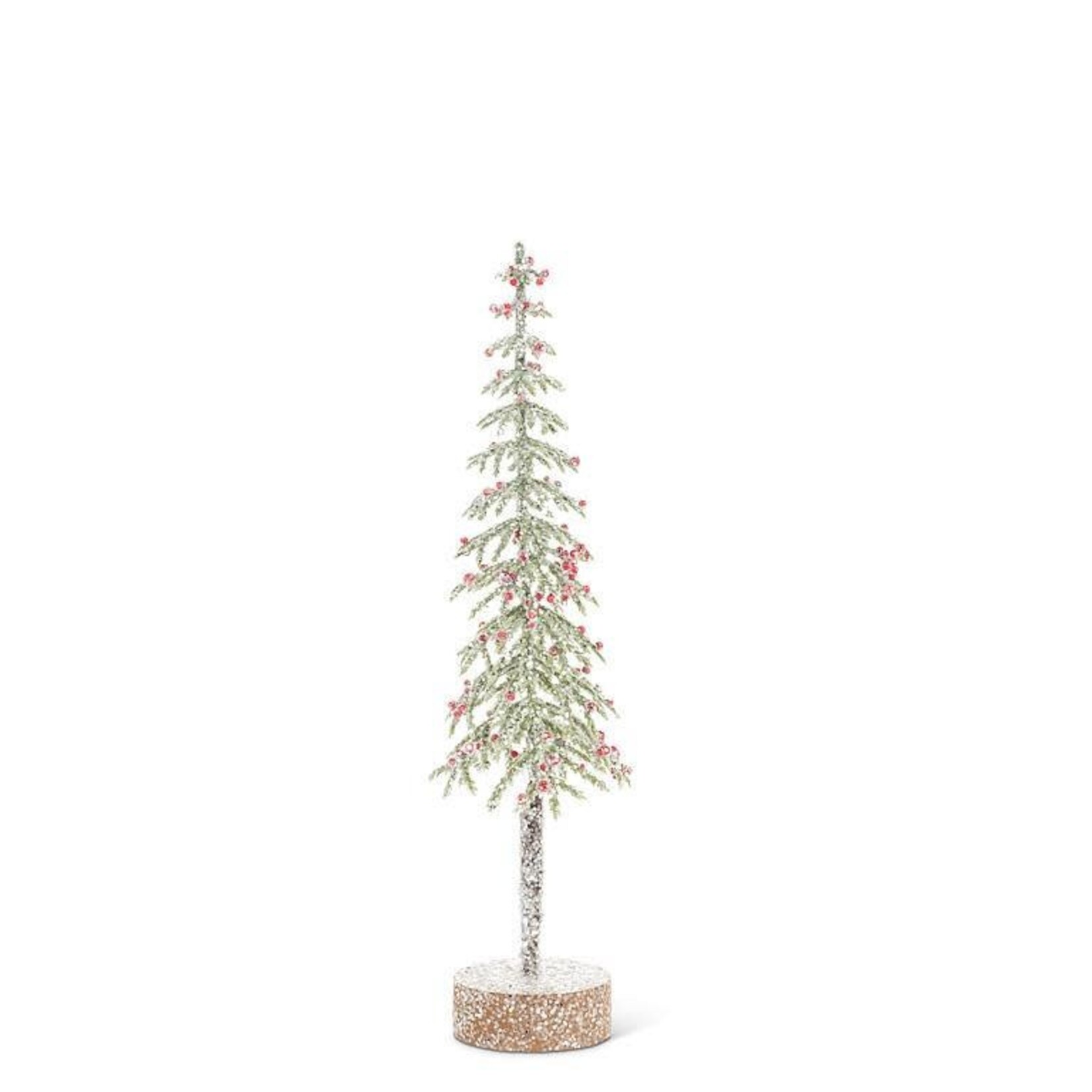 Abbott Petit arbre effilé eneigé avec baies et base de bois