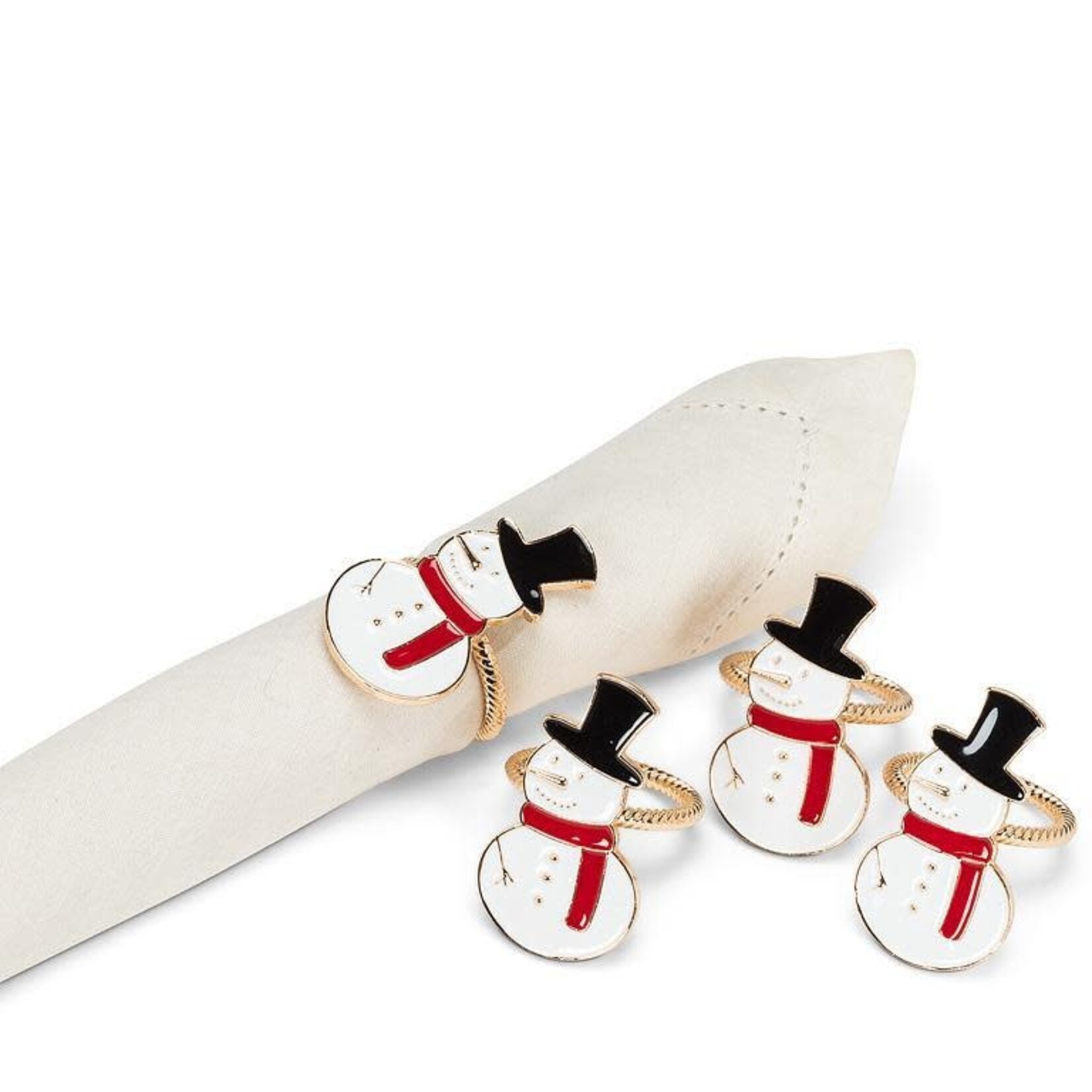 Abbott Anneau pour serviette de table - Bonhomme de neige - Lot de 4